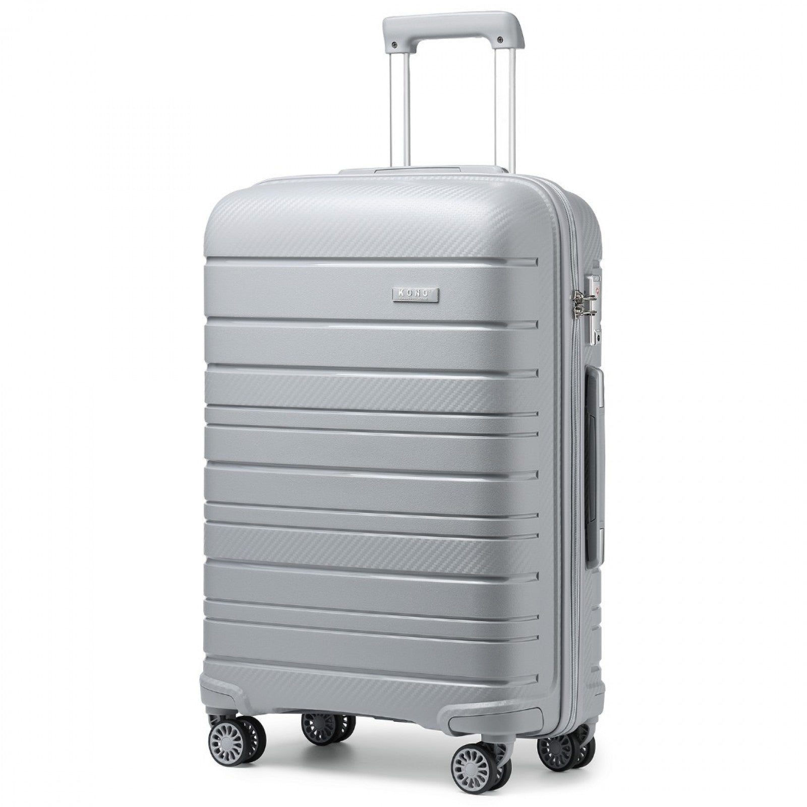 Kono 24 Inch Multi Texture Hard Shell PP Suitcase - Classic Collection - Grey
