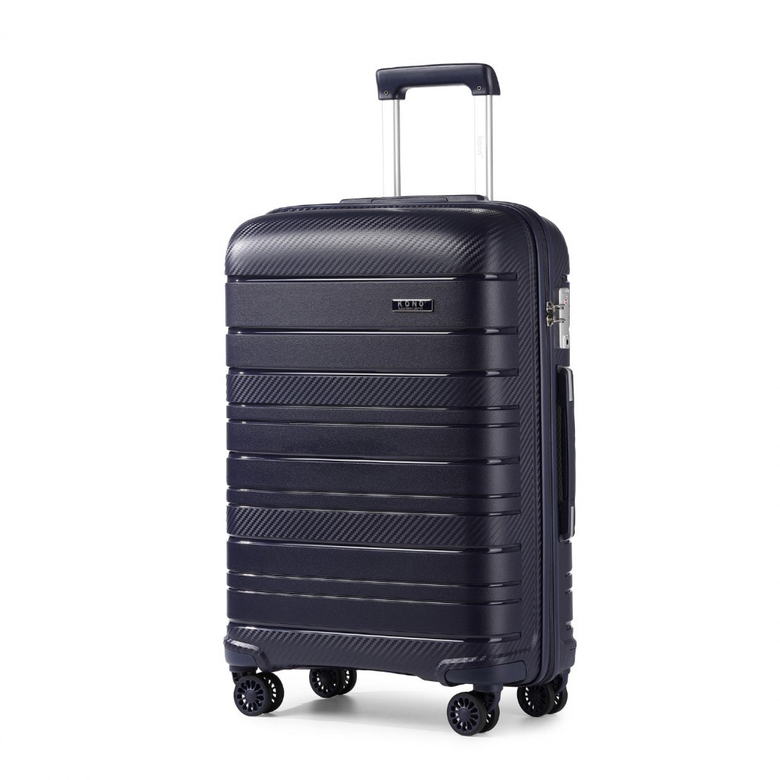 Kono 24 Inch Multi Texture Hard Shell PP Suitcase - Classic Collection - Navy
