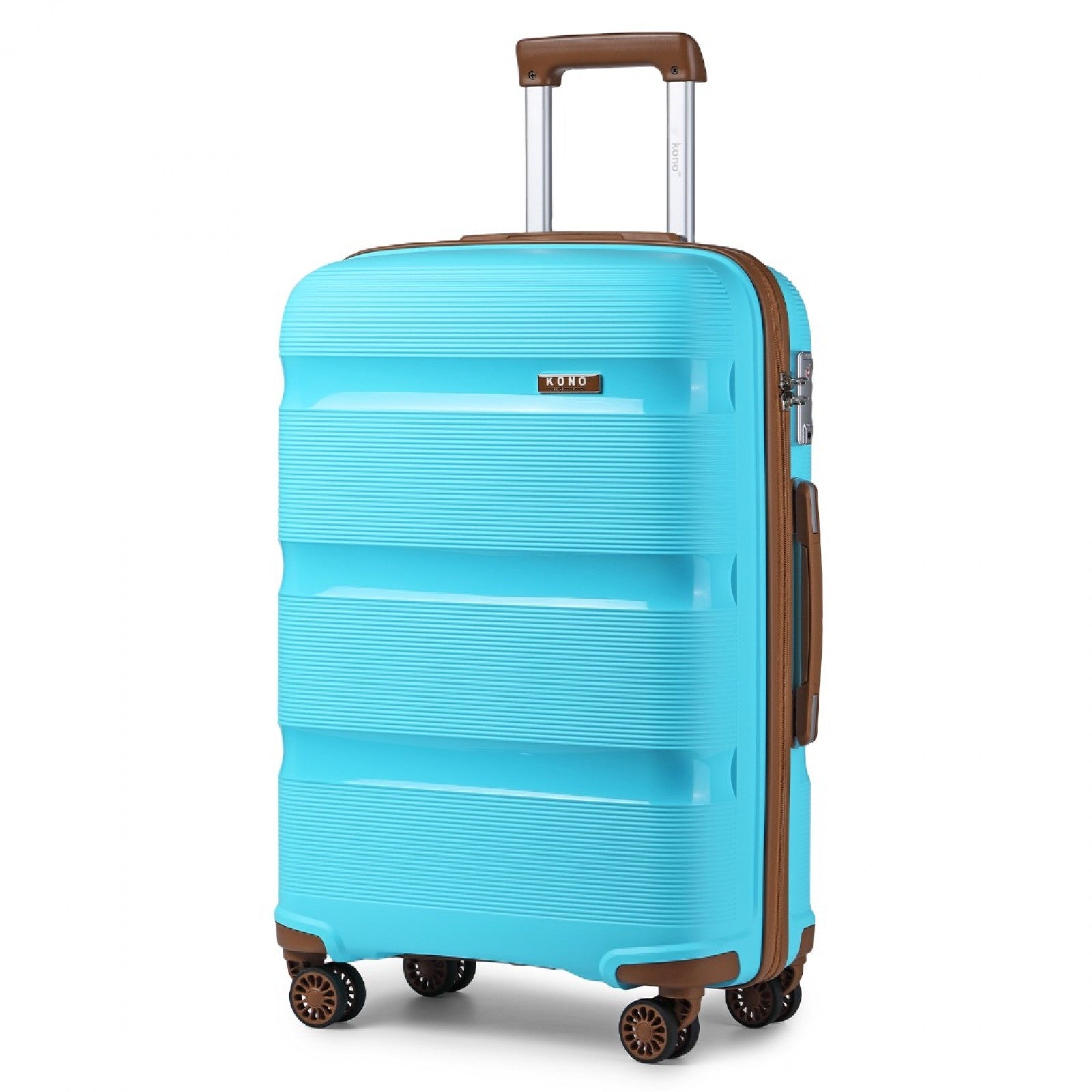 Kono 20 Inch Bright Hard Shell PP Carry-On Suitcase In Cabin Size - Blue And Brown