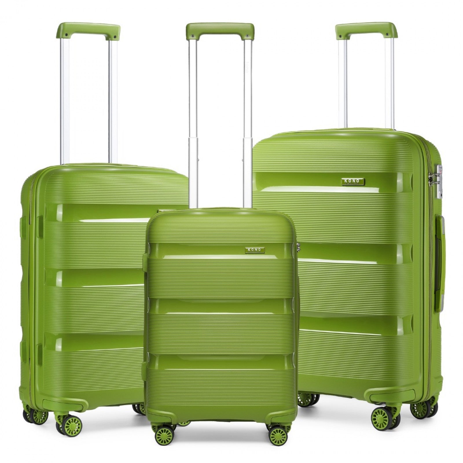 Kono Bright Hard Shell PP Suitcase 3 Pieces Set - Classic Collection - Green