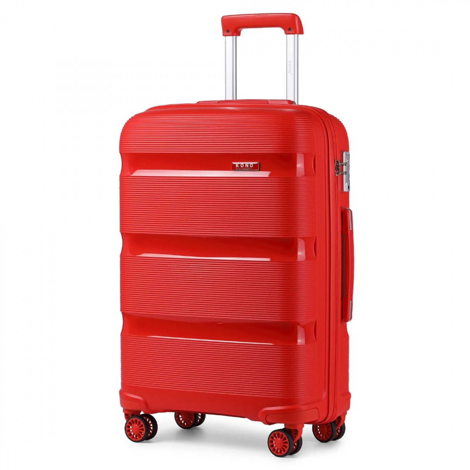 Kono 24 Inch Bright Hard Shell PP Suitcase - Classic Collection - Red