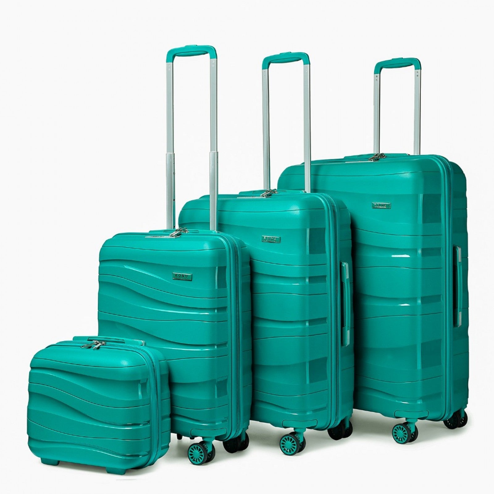 Kono Lightweight Polypropylene Hard Shell 4 Piece Suitcase Set With TSA Lock And Vanity Case - Teal