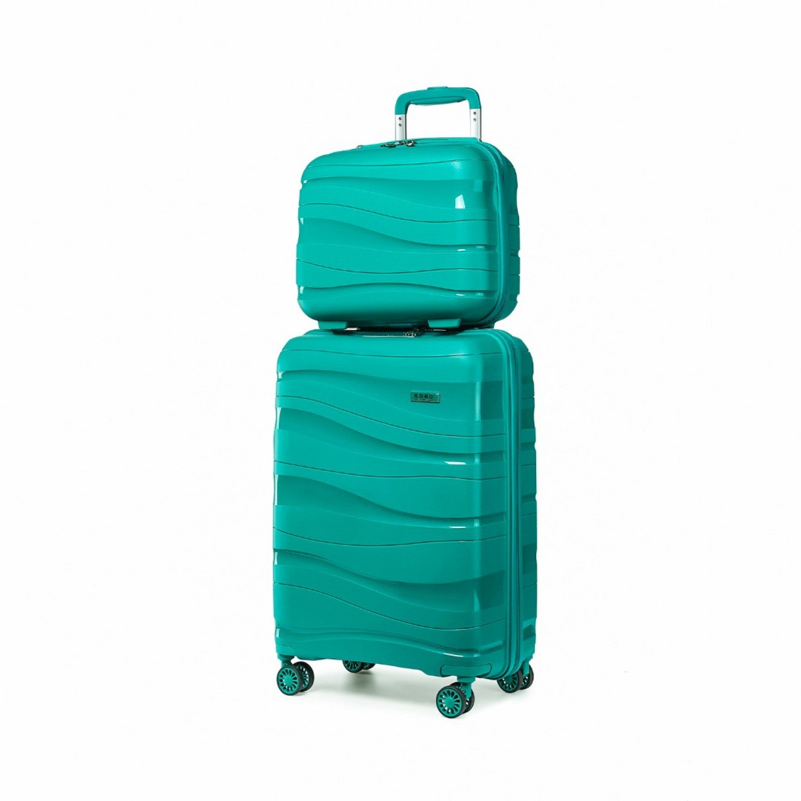 Kono 14/20 Inch Lightweight Polypropylene Hard Shell 2 Piece Suitcase Set With TSA Lock And Vanity Case - Teal