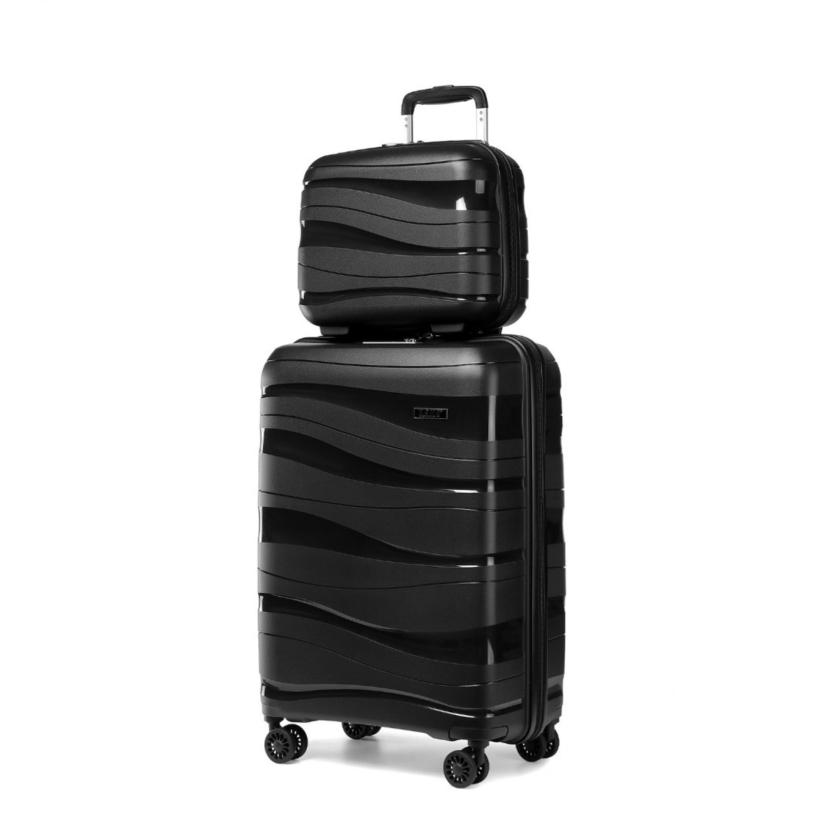 Kono 14/20 Inch Lightweight Polypropylene Hard Shell 2 Piece Suitcase Set With TSA Lock And Vanity Case - Black