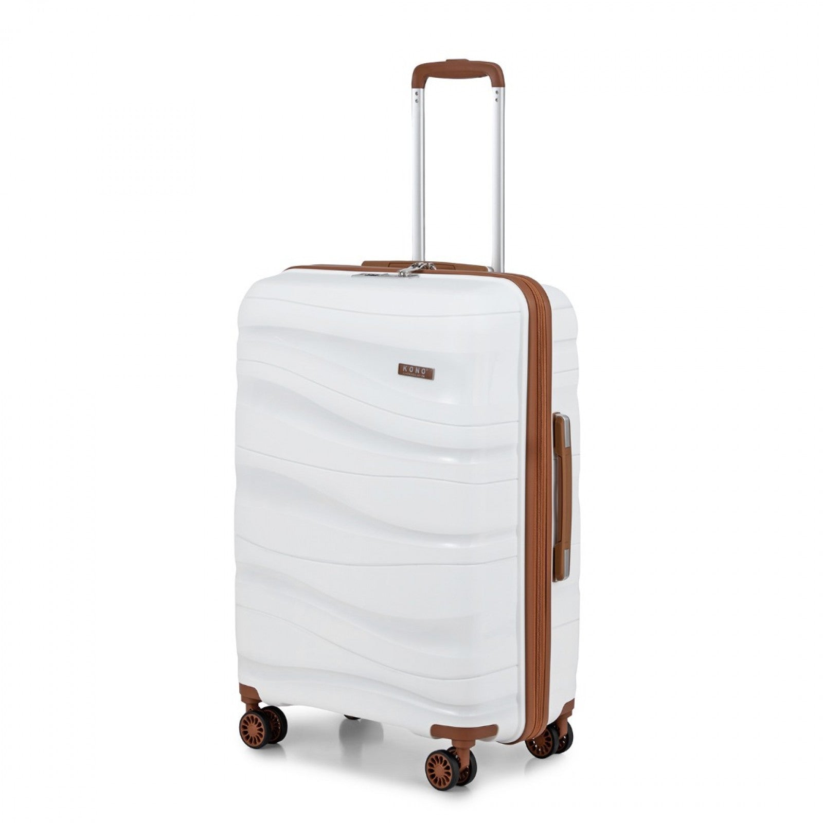 Kono 28 Inch Lightweight Polypropylene Hard Shell Suitcase With TSA Lock - Cream