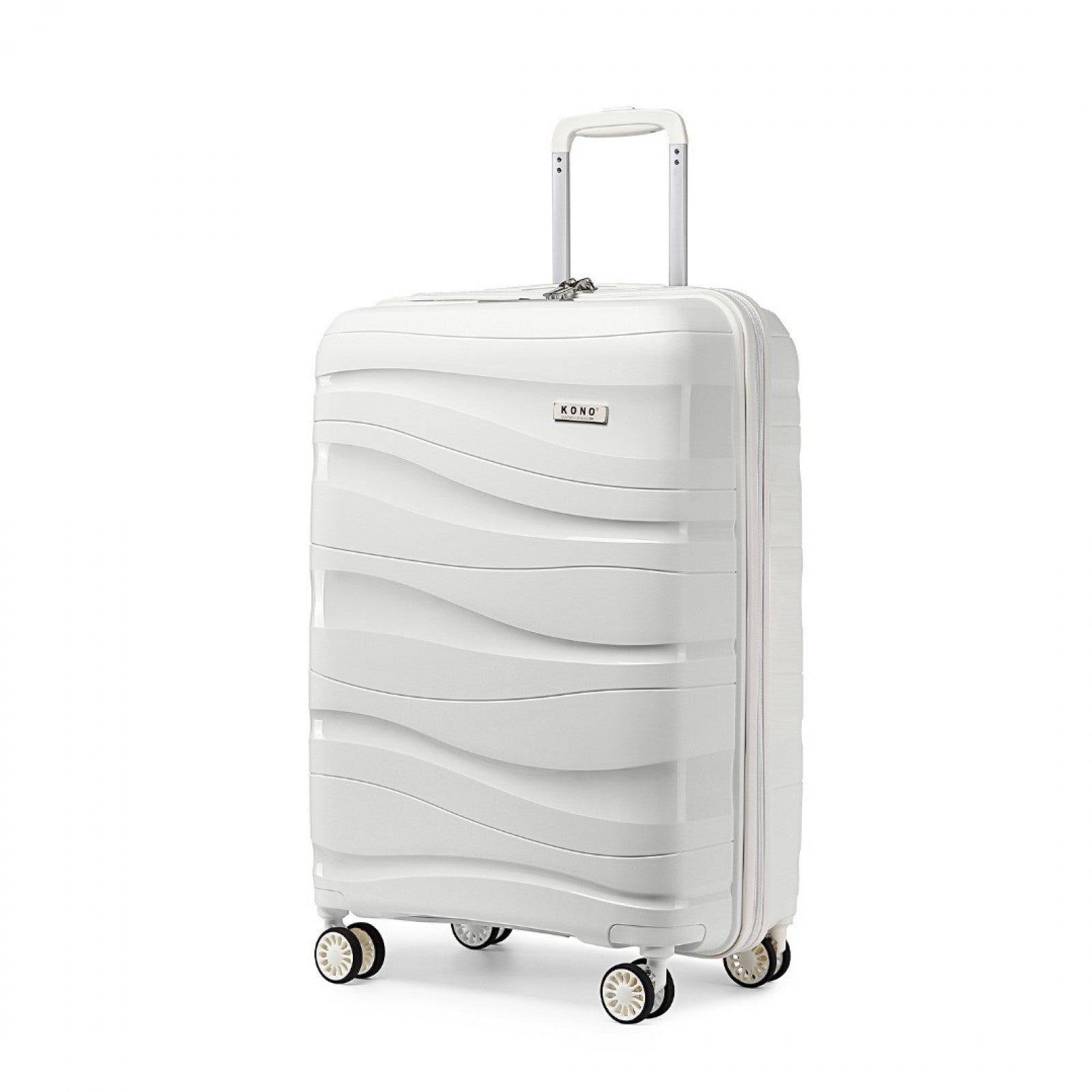 Kono 20 Inch Lightweight Polypropylene Hard Shell Suitcase With TSA Lock - Cream White