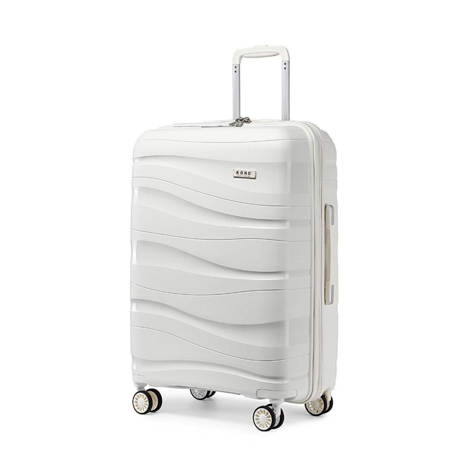 Kono 24 Inch Lightweight Polypropylene Hard Shell Suitcase With TSA Lock - Cream White