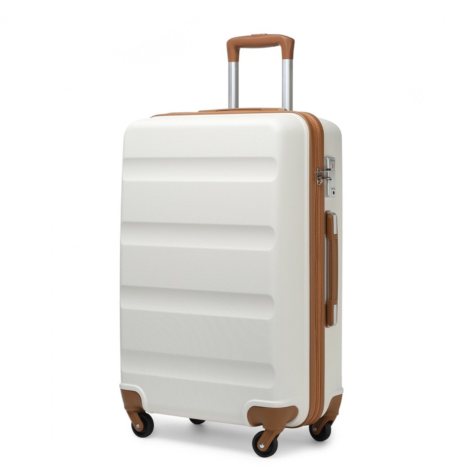 Kono 24 Inch Check in Luggage - Streamlined ABS Hardshell Suitcase with Secure TSA Lock - Cream