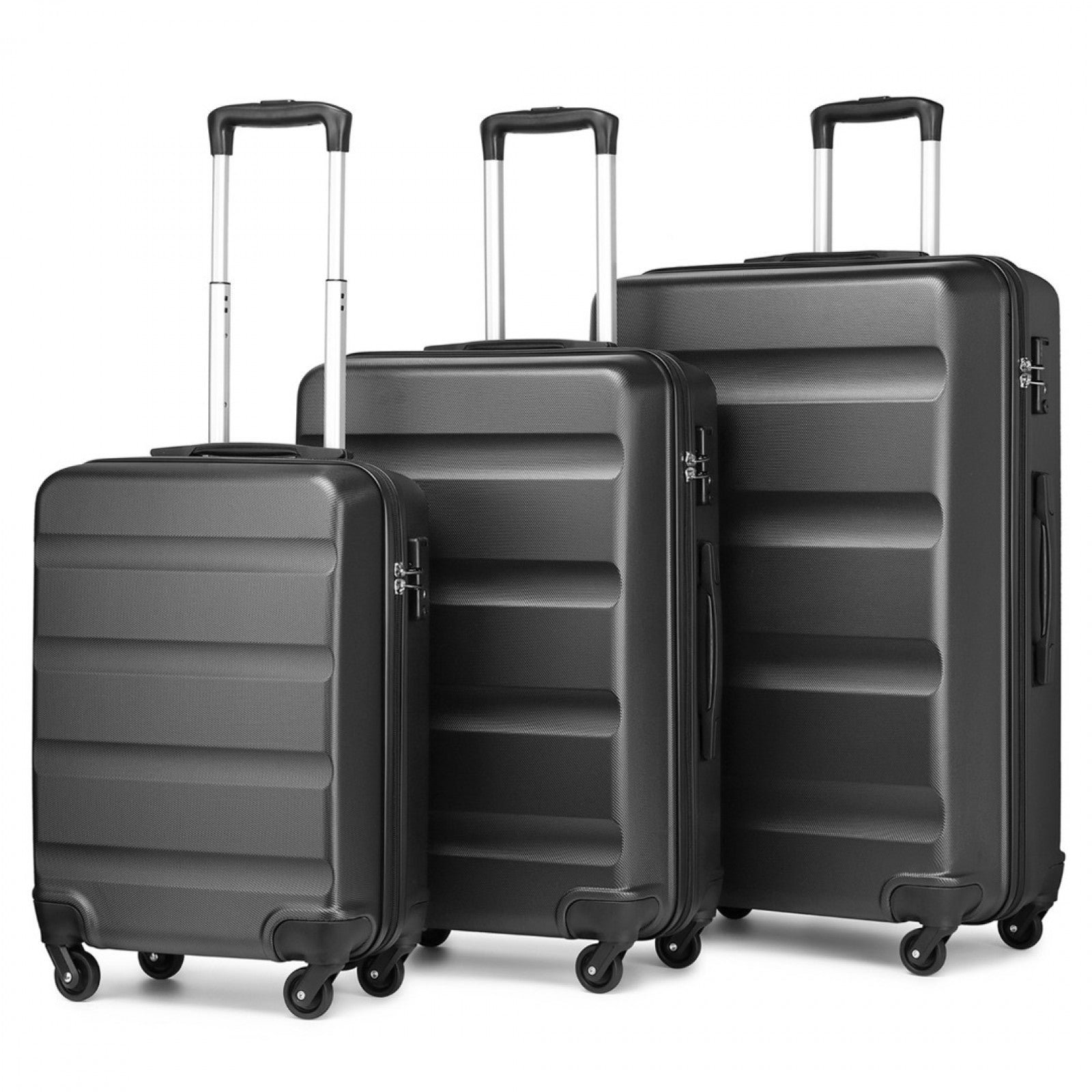 Kono 3-Piece Lightweight ABS Hardshell Suitcase Set - 19, 24, 28 Inch with Secure TSA Lock - Grey