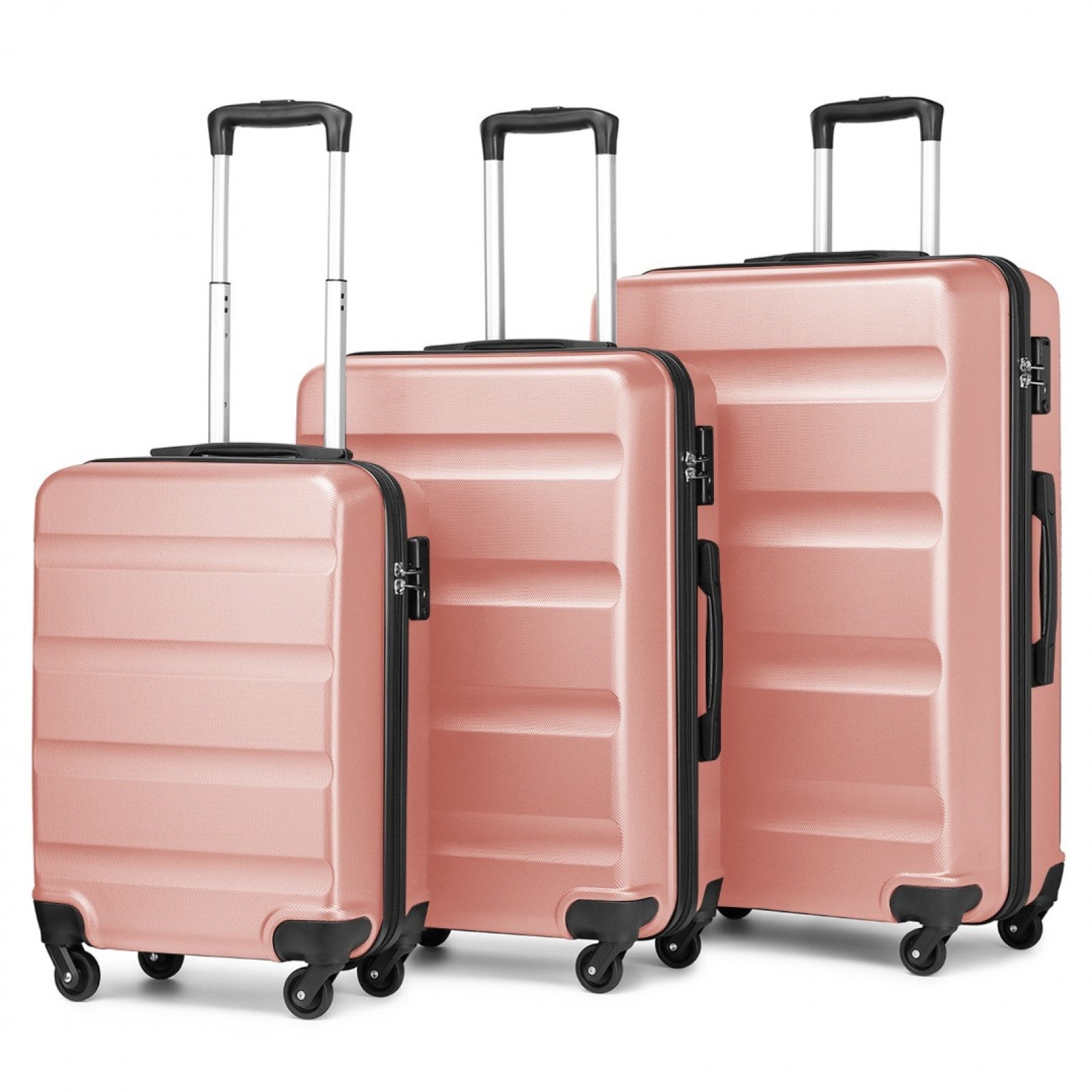 Kono 3-Piece Lightweight ABS Hardshell Suitcase Set - 19, 24, 28 Inch with Secure TSA Lock - Nude