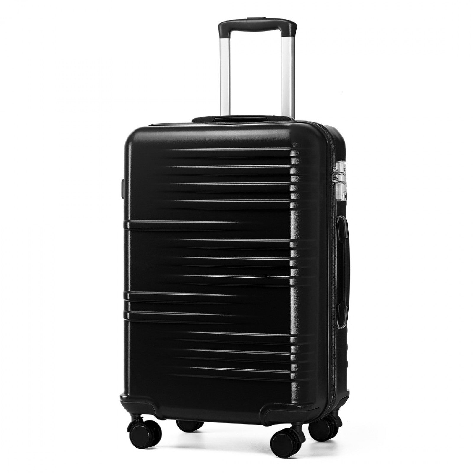 British Traveller 24 Inch Durable Polycarbonate and ABS Hard Shell Suitcase With TSA Lock - Black