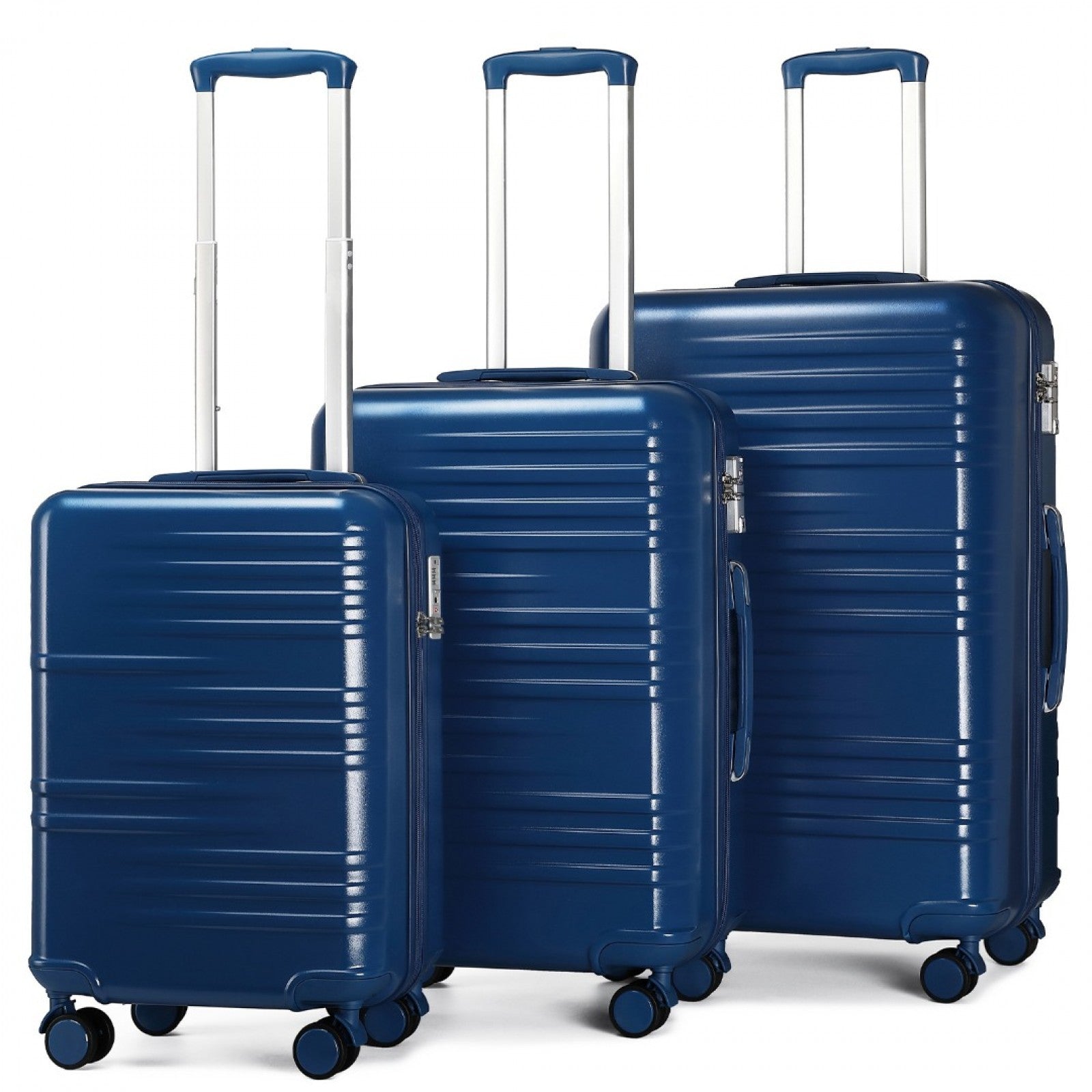 British Traveller 3 Pcs Set Durable Polycarbonate and ABS Hard Shell Suitcase With TSA Lock - Navy