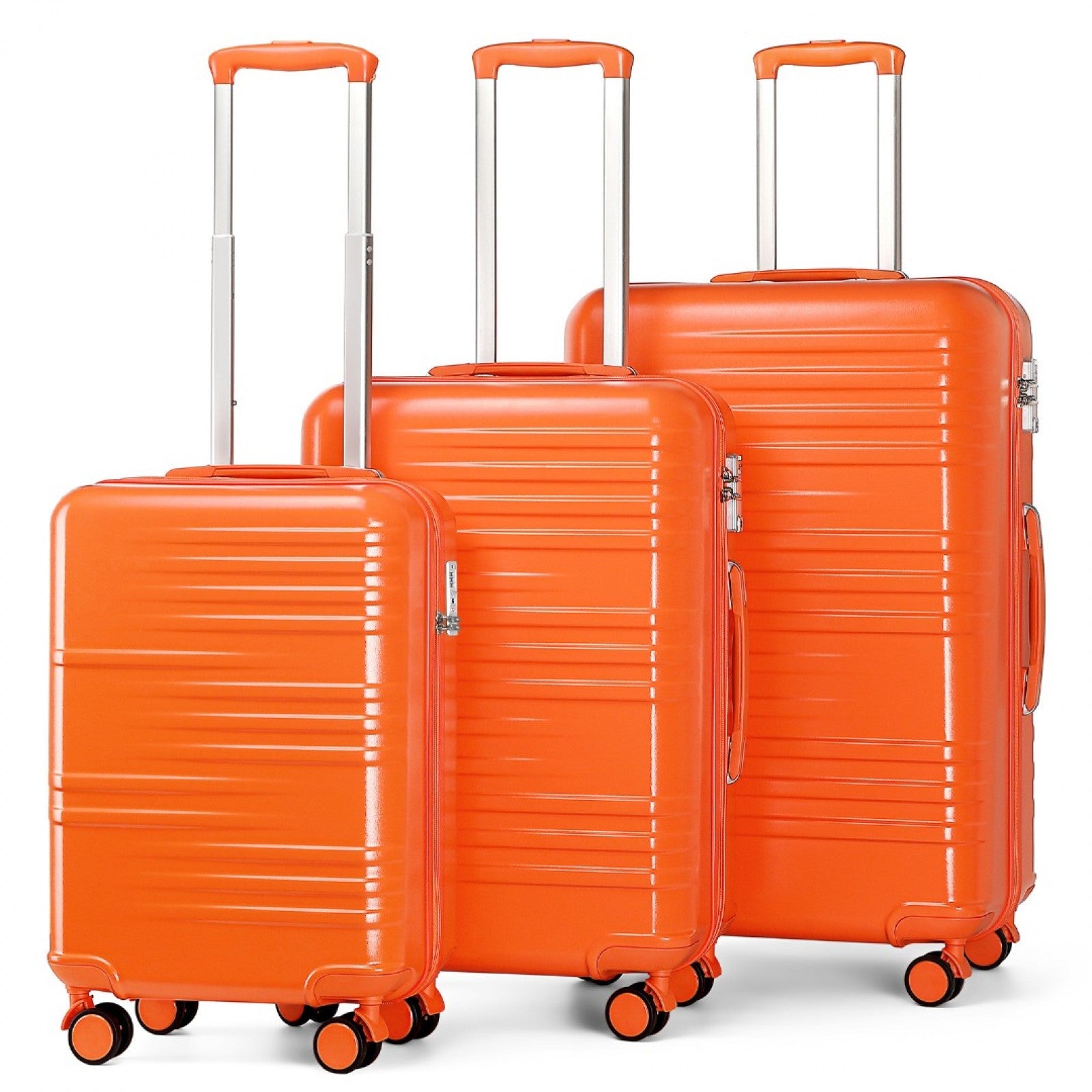 British Traveller 3 Pcs Set Durable Polycarbonate and ABS Hard Shell Suitcase With TSA Lock - Orange