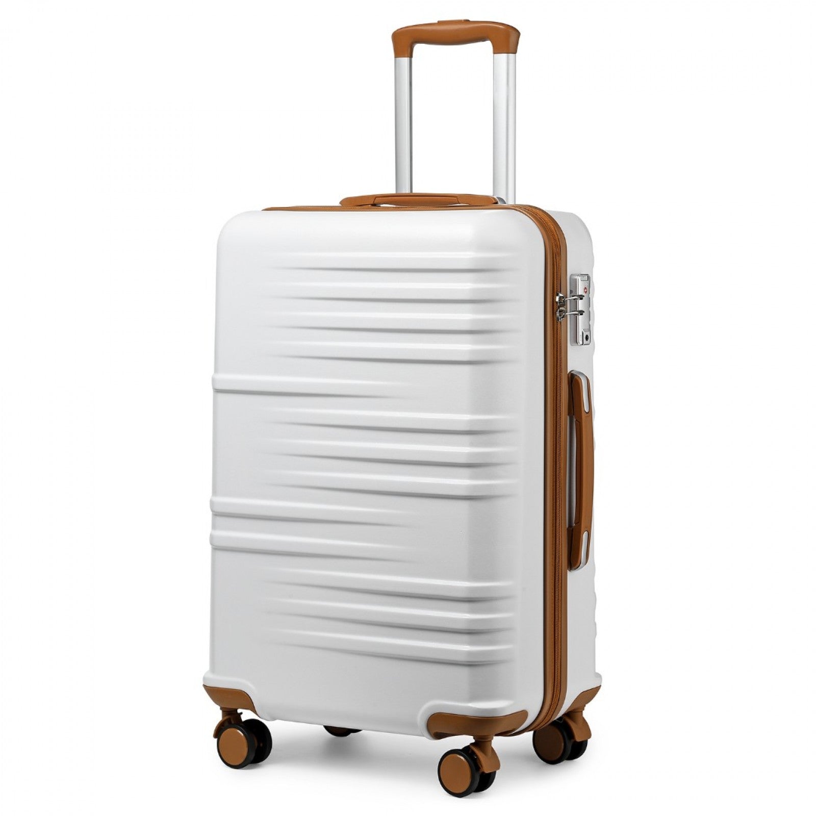 British Traveller 24 Inch Durable Polycarbonate and ABS Hard Shell Suitcase With TSA Lock - White