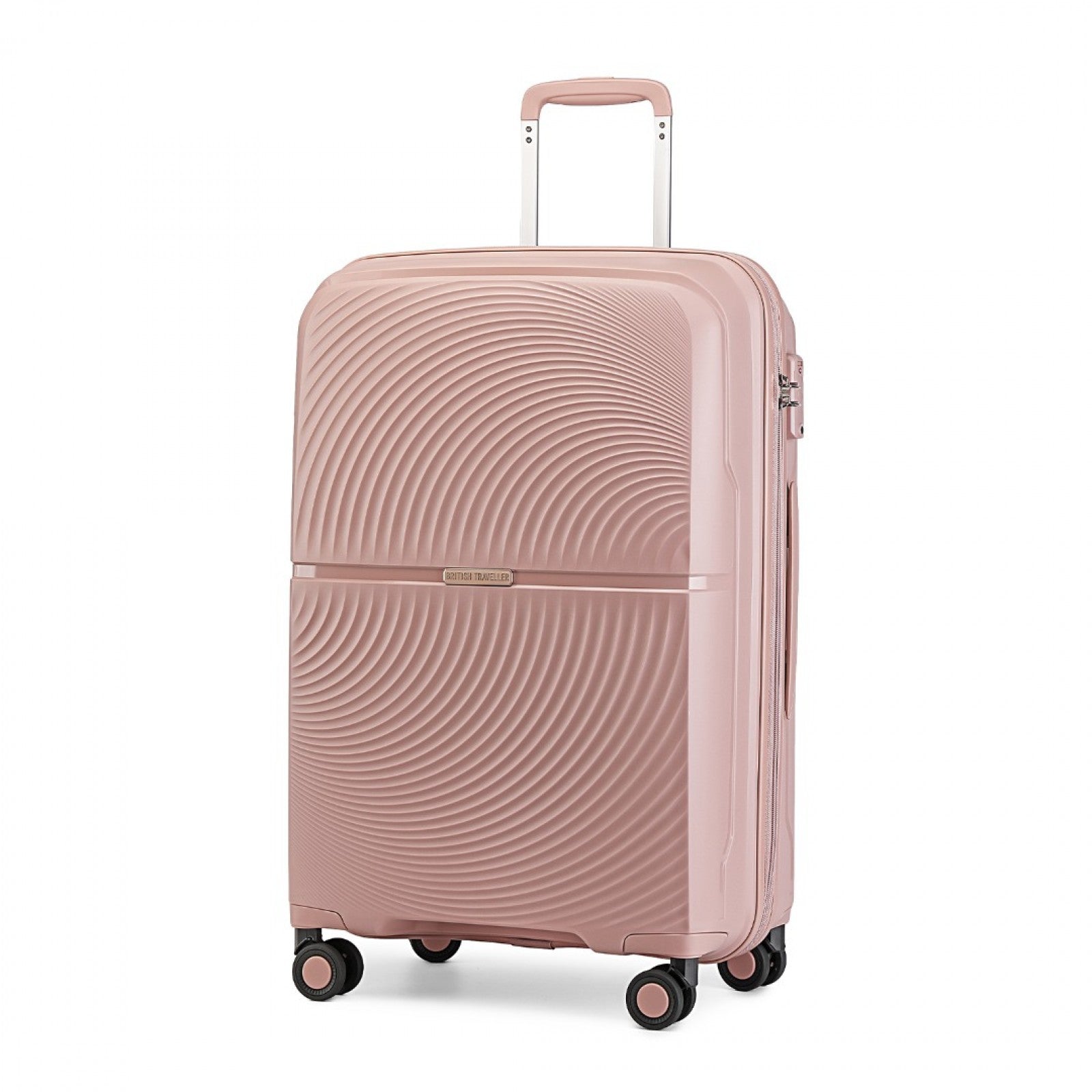 British Traveller 20 Inch Spinner Hard Shell PP Suitcase With TSA Lock - Nude
