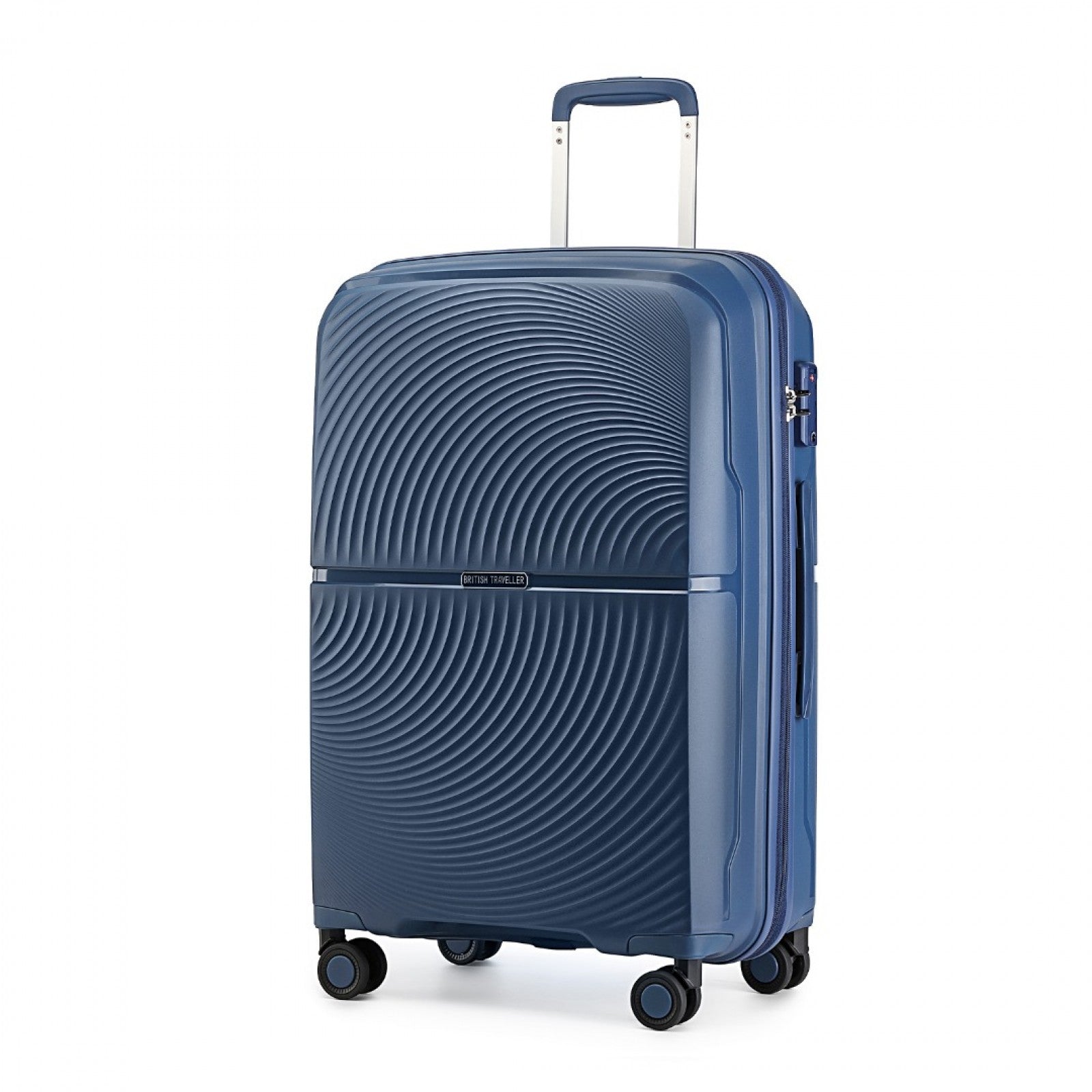 British Traveller 20 Inch Spinner Hard Shell PP Suitcase With TSA Lock - Navy