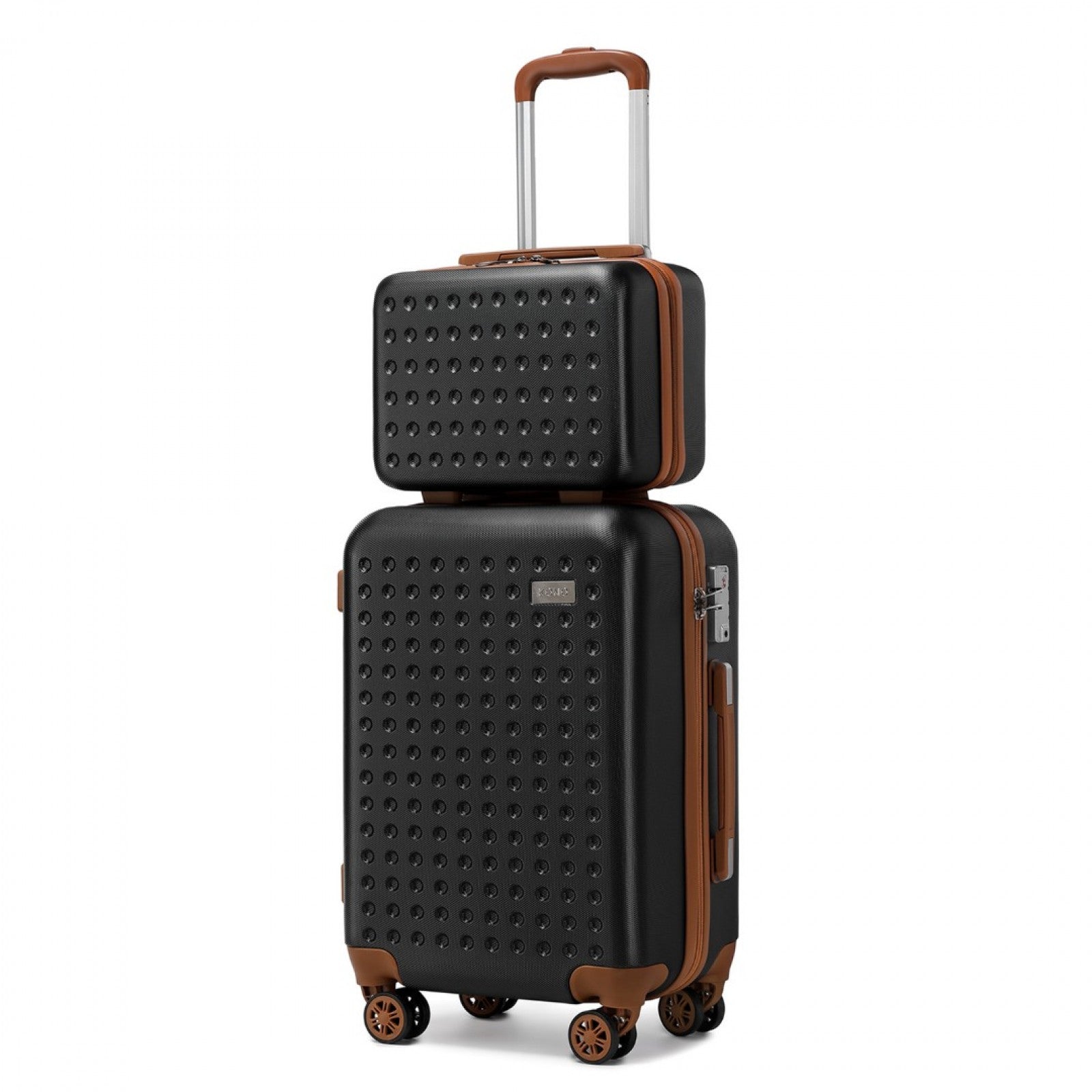 Kono 13/20 Inch Flexible Hard Shell ABS Suitcase With TSA Lock And Vanity Case - Black