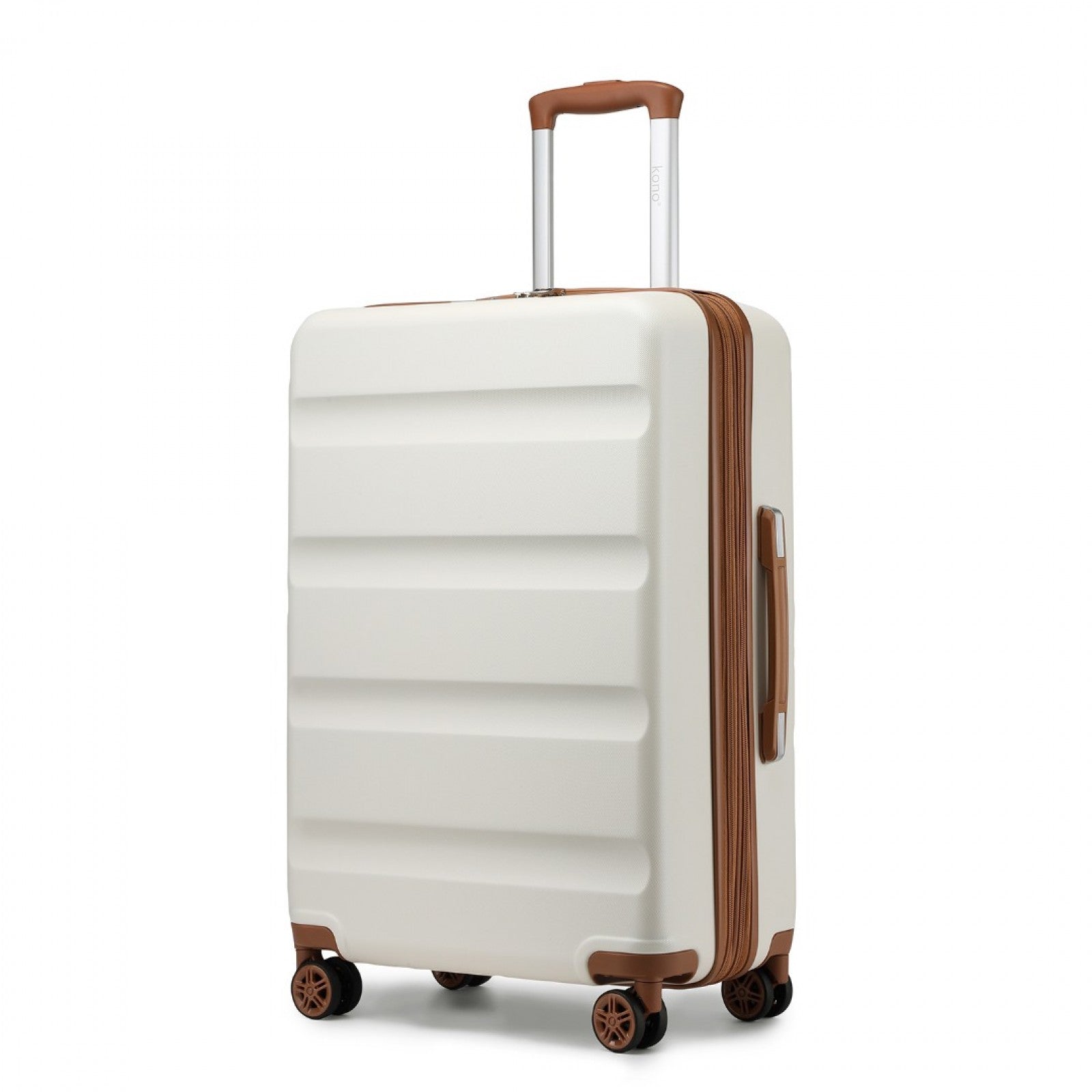 Kono 28 Inch Expandable Horizontal Engraved Hard Shell ABS+PC Check-In Suitcase with TSA Lock - Cream