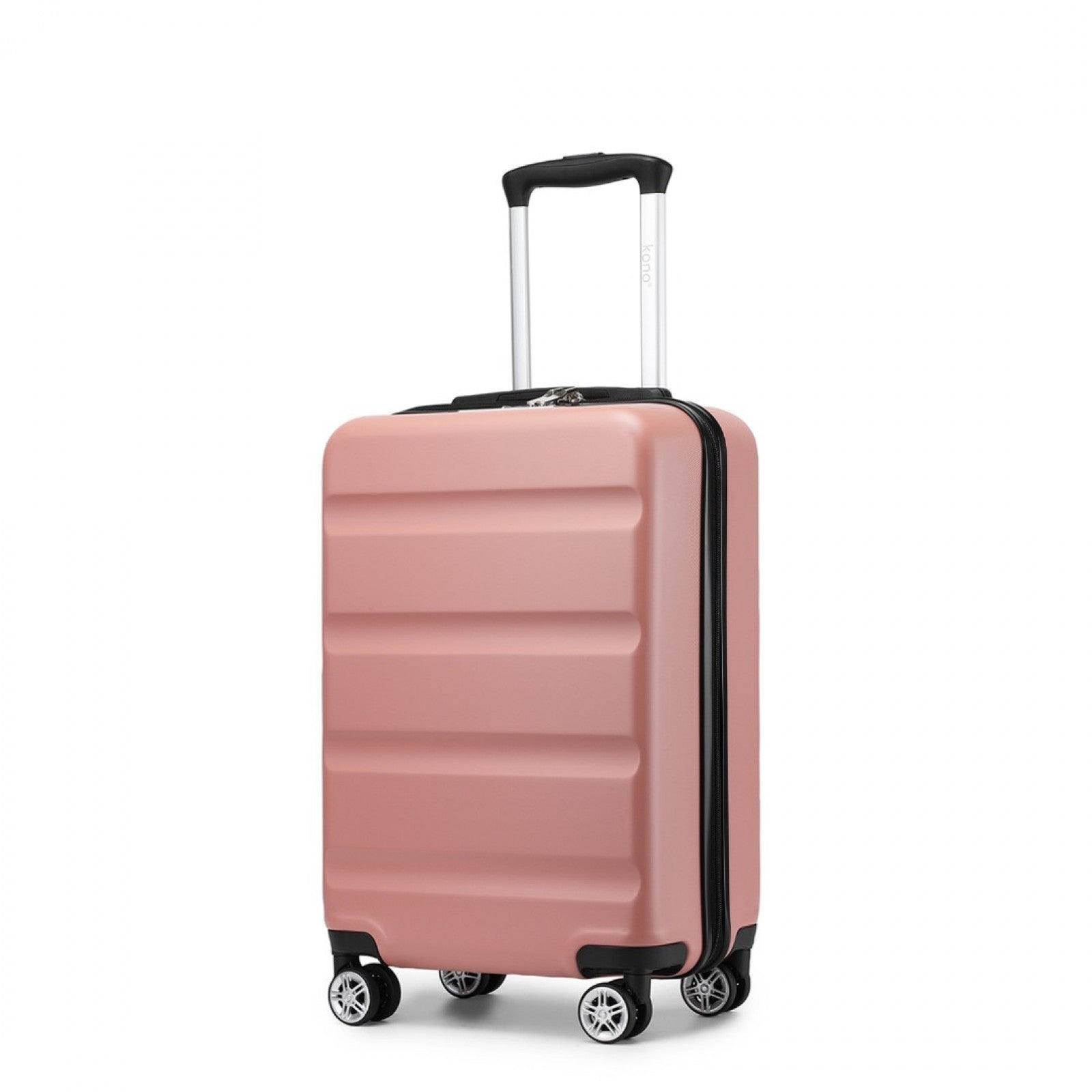 Kono 19 Inch Stylish Horizontal Engraved Hard Shell ABS+PC Cabin Carry-On Suitcase with TSA Lock - Nude