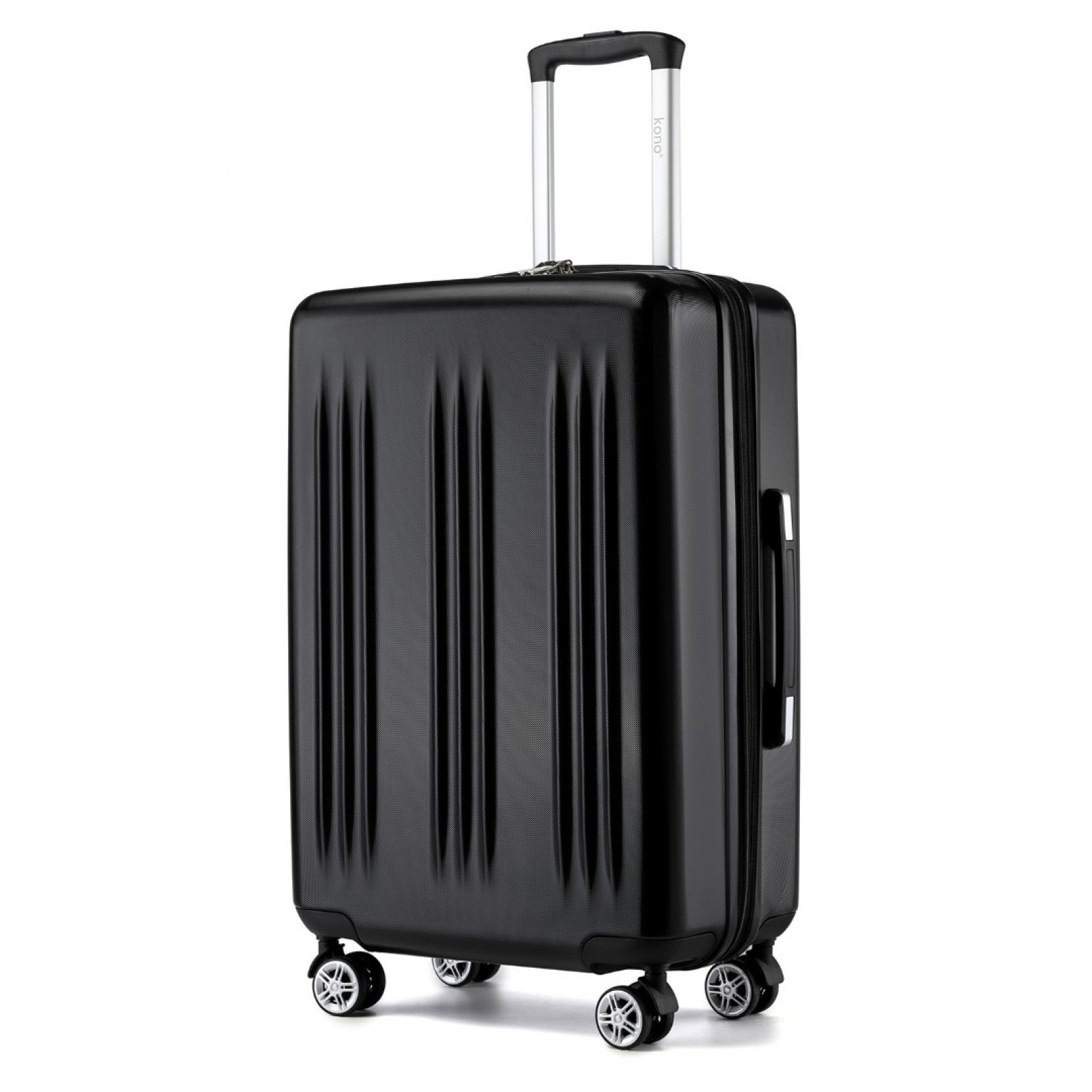 Kono 24 Inch Sleek Striped Check-In Suitcase Expandable Durable ABS+PC Luggage with Four Spinner Wheels TSA Lock - Black