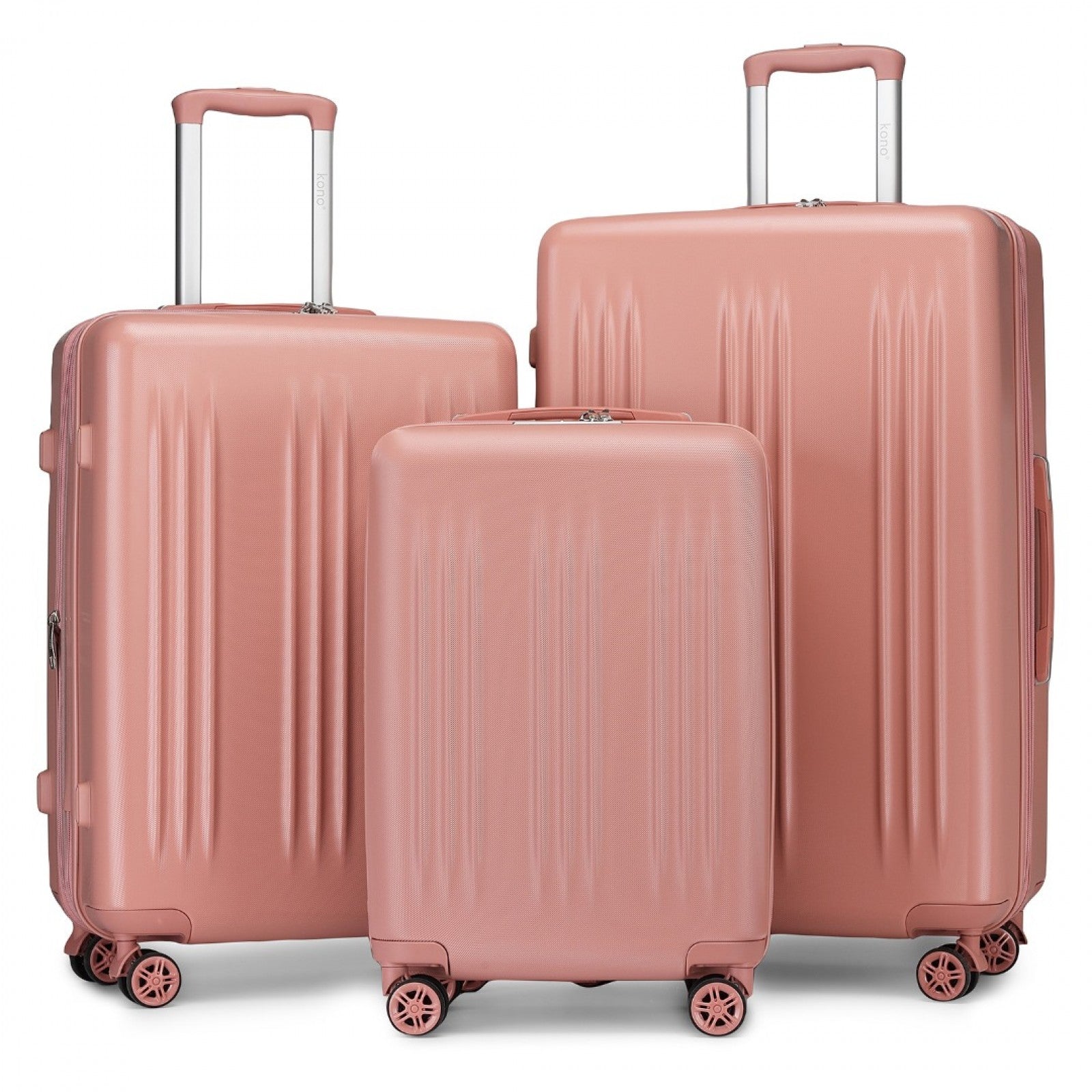 Kono 3 Piece Luggage Set 20/24/28 Inch Sleek Striped Expandable ABS+PC Suitcase With TSA Lock And Four Spinner Wheels - Nude