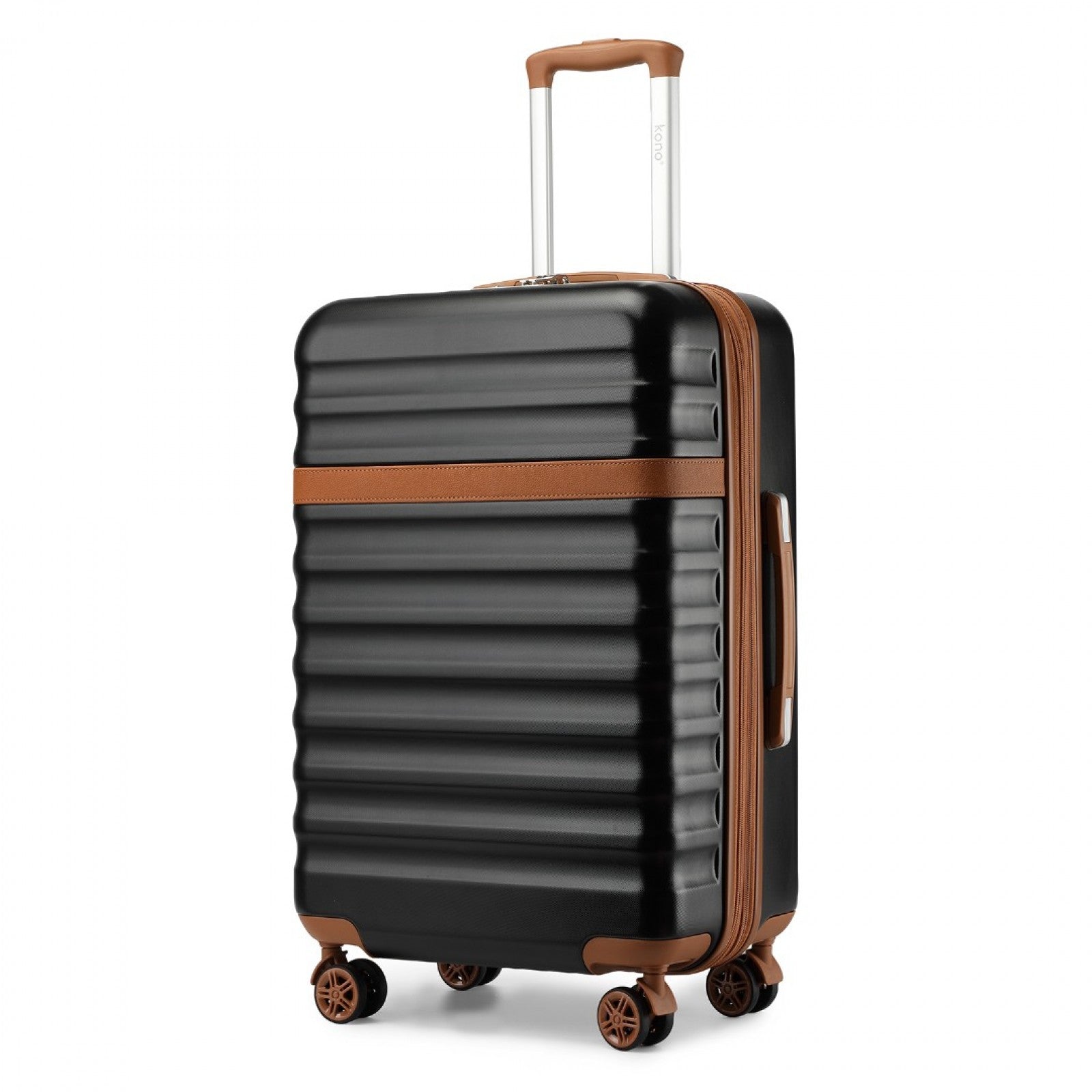 Kono 24 Inch Expandable Lightweight Hard Shell ABS+PC Check-In Suitcase with TSA Lock Ideal for Extended Trips and Secure Travel - Black And Brown