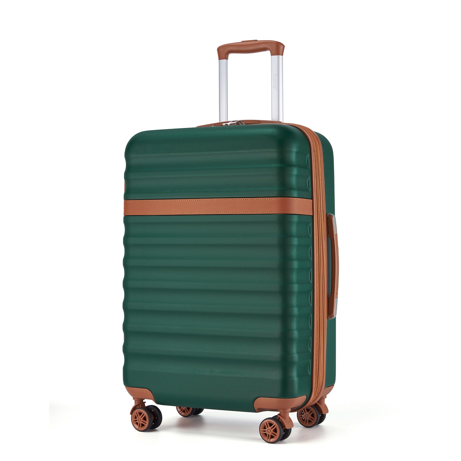 Kono 28 Inch Expandable Lightweight Hard Shell ABS+PC Check-In Suitcase with TSA Lock Ideal for Extended Trips and Secure Travel - Green And Brown