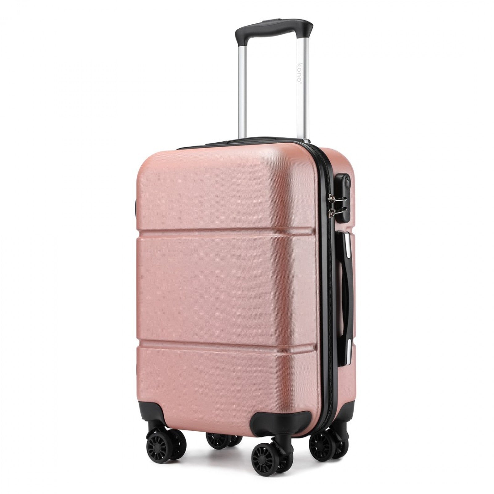 Kono 20 Inch Premium ABS Cabin Carry-On Suitcase with Secure Combination Lock for Effortless Travel - Nude and Black