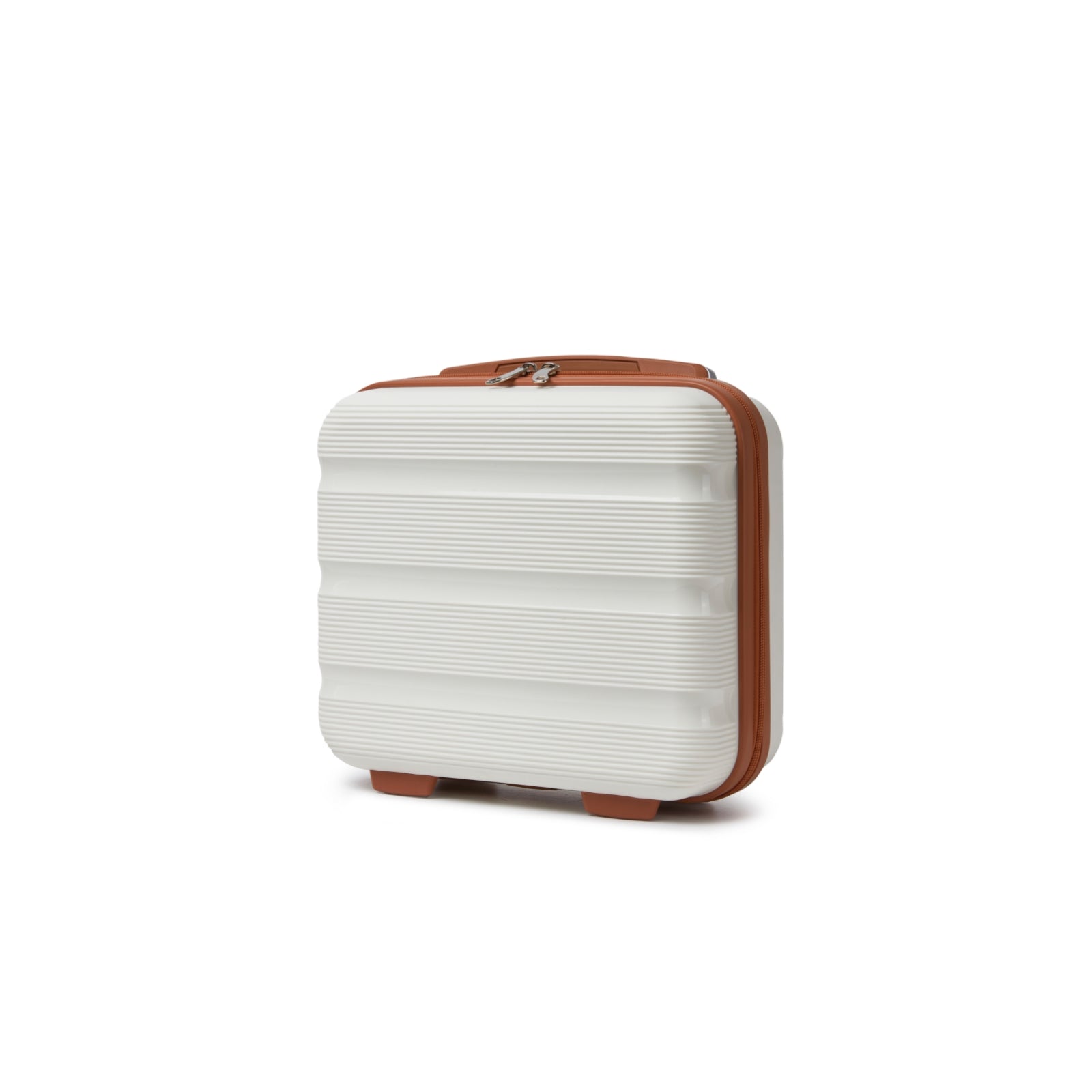 Kono 12-Inch PP Hardshell Lightweight Vanity Case for Travel & Daily Use - Cream and Brown