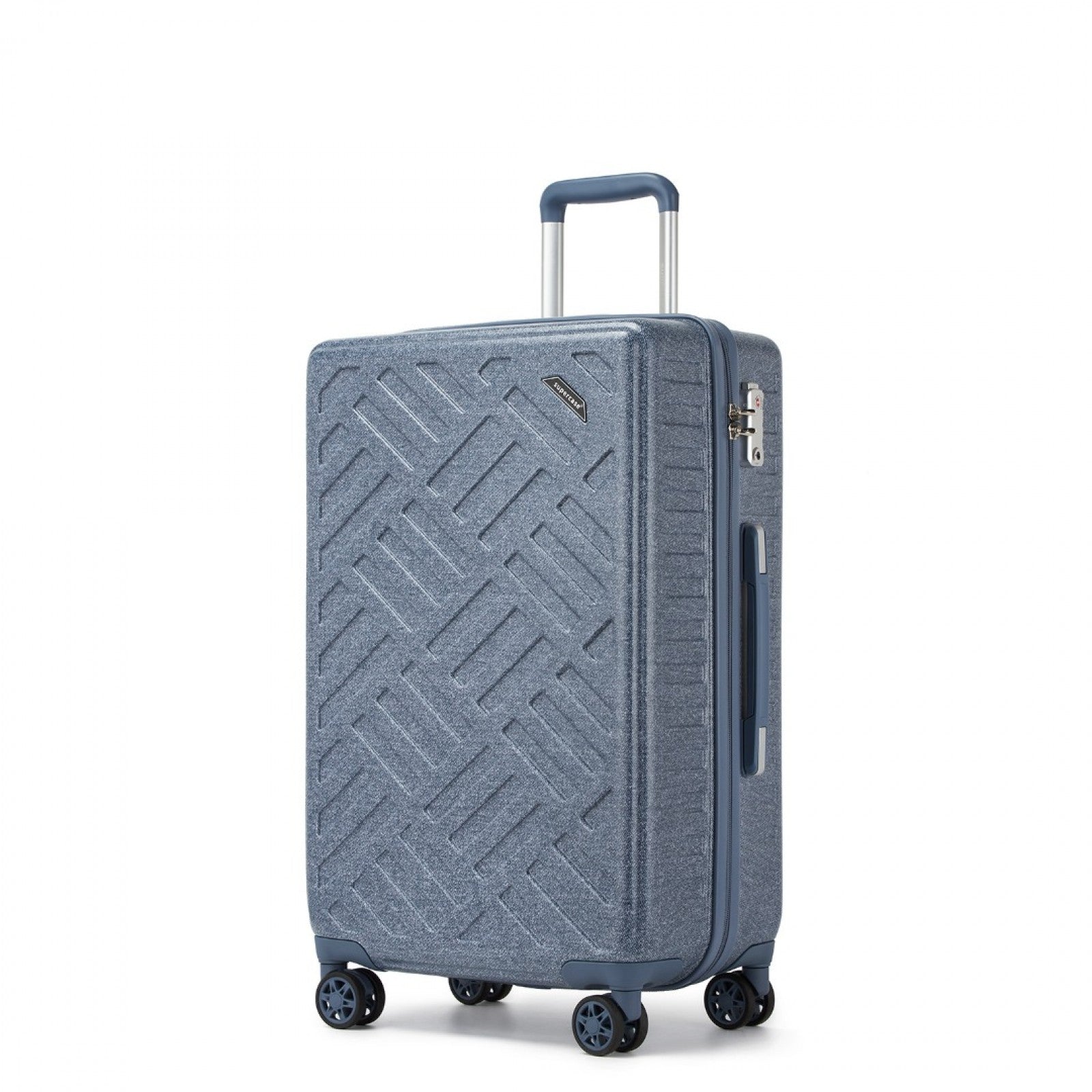 Supercase 24 Inch Sleek Geometric Pattern Hard Shell ABS+PC Check-In Suitcase with TSA Lock for Effortless Travel - Denim Blue