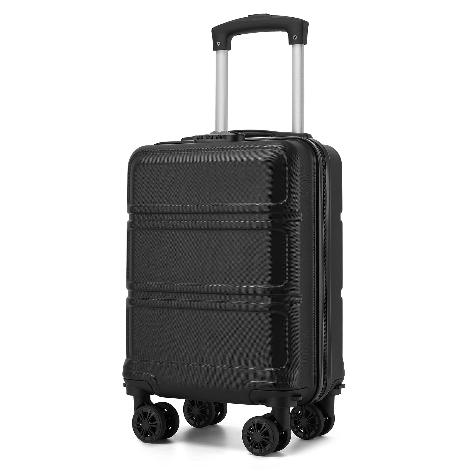 Kono 15? Lightweight ABS+PC Hard Shell Cabin Suitcase with Removable Spinner Wheels (45×30×20 cm) - Black