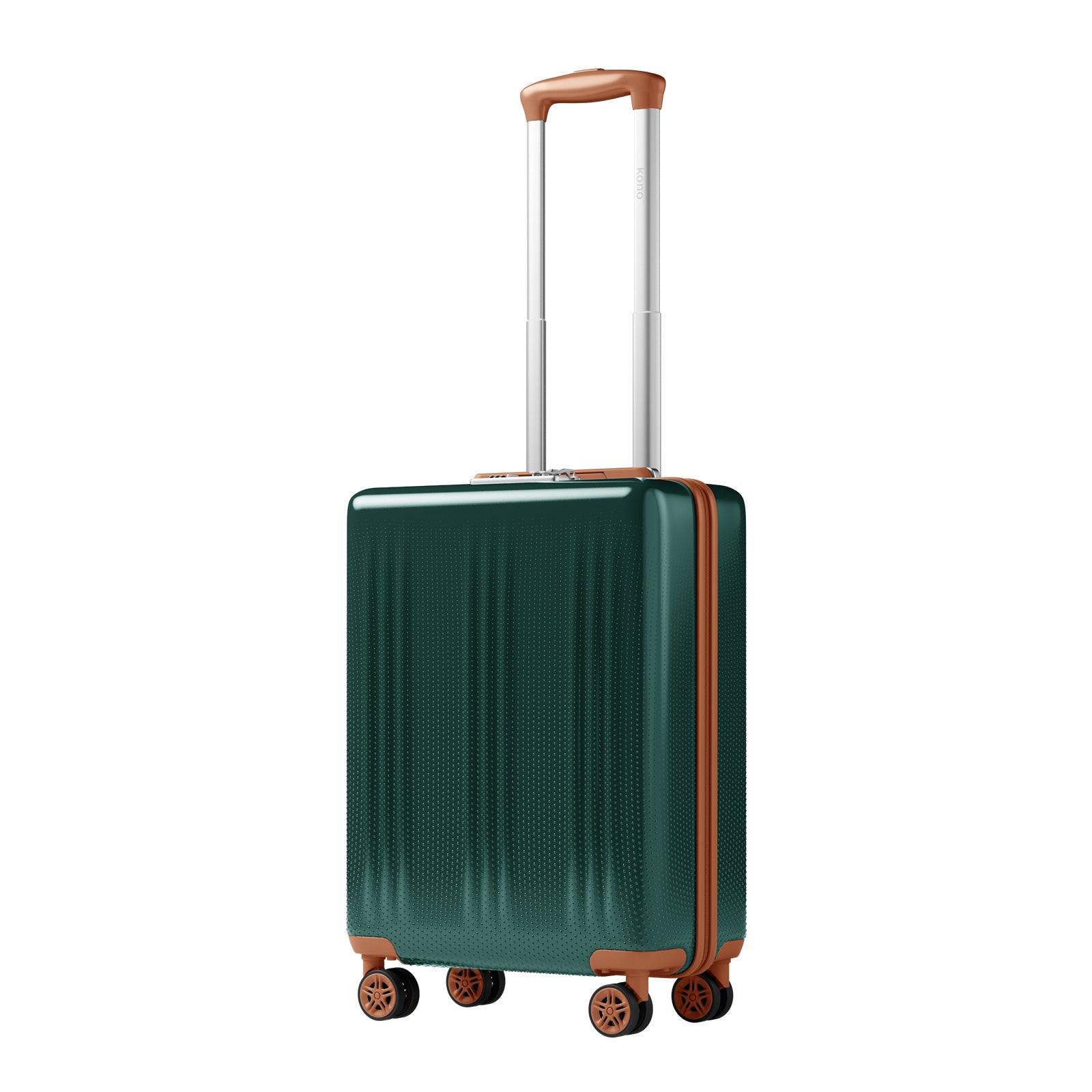 Kono Premium ABS+PC 20 Inch Hard Shell Cabin Suitcase with TSA Lock and Smooth 360° Silent Spinner Wheels - Green and Brown