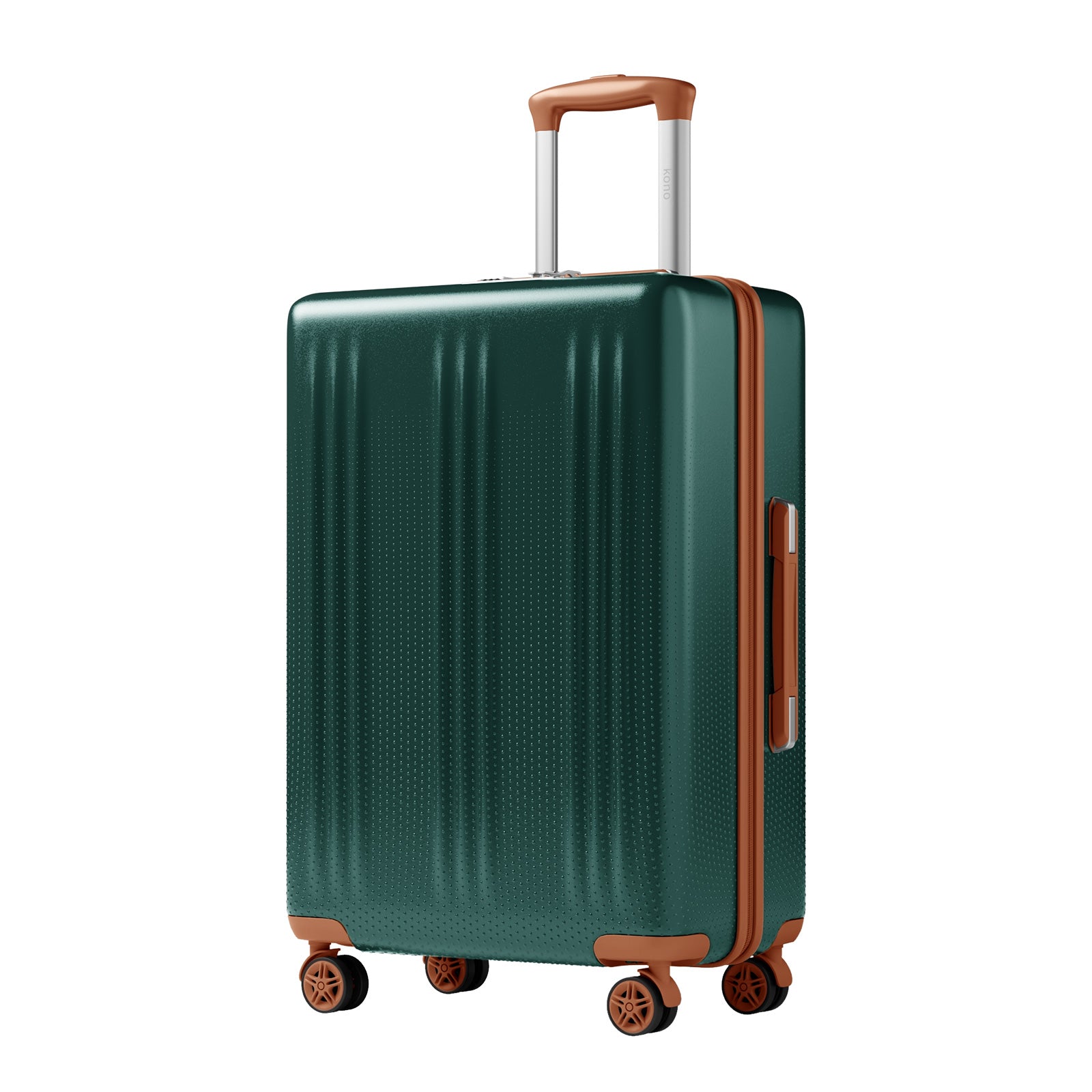 Kono Premium ABS+PC 28 Inch Hard Shell Large Travel Suitcase for Long Haul Travel with TSA Lock - Green and Brown