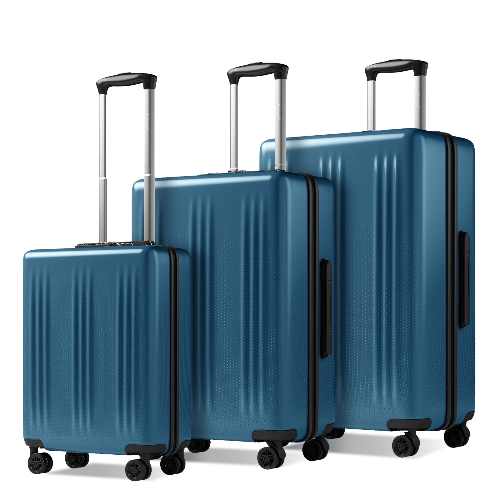 Kono Premium ABS+PC 3-Piece Hard Shell Luggage Set with TSA Lock & 360° Silent Spinner Wheels - Navy