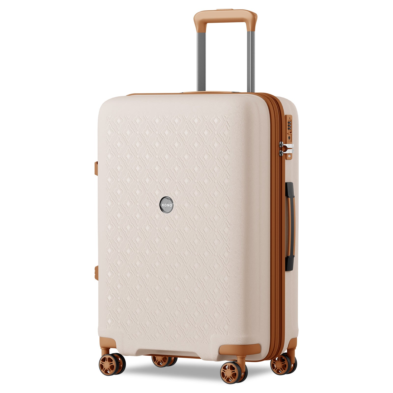 Kono PP 28-inch Hard Shell Expandable Luggage–Lightweight Suitcase with TSA Lock & Built-in Cup Holder - Beige and Brown