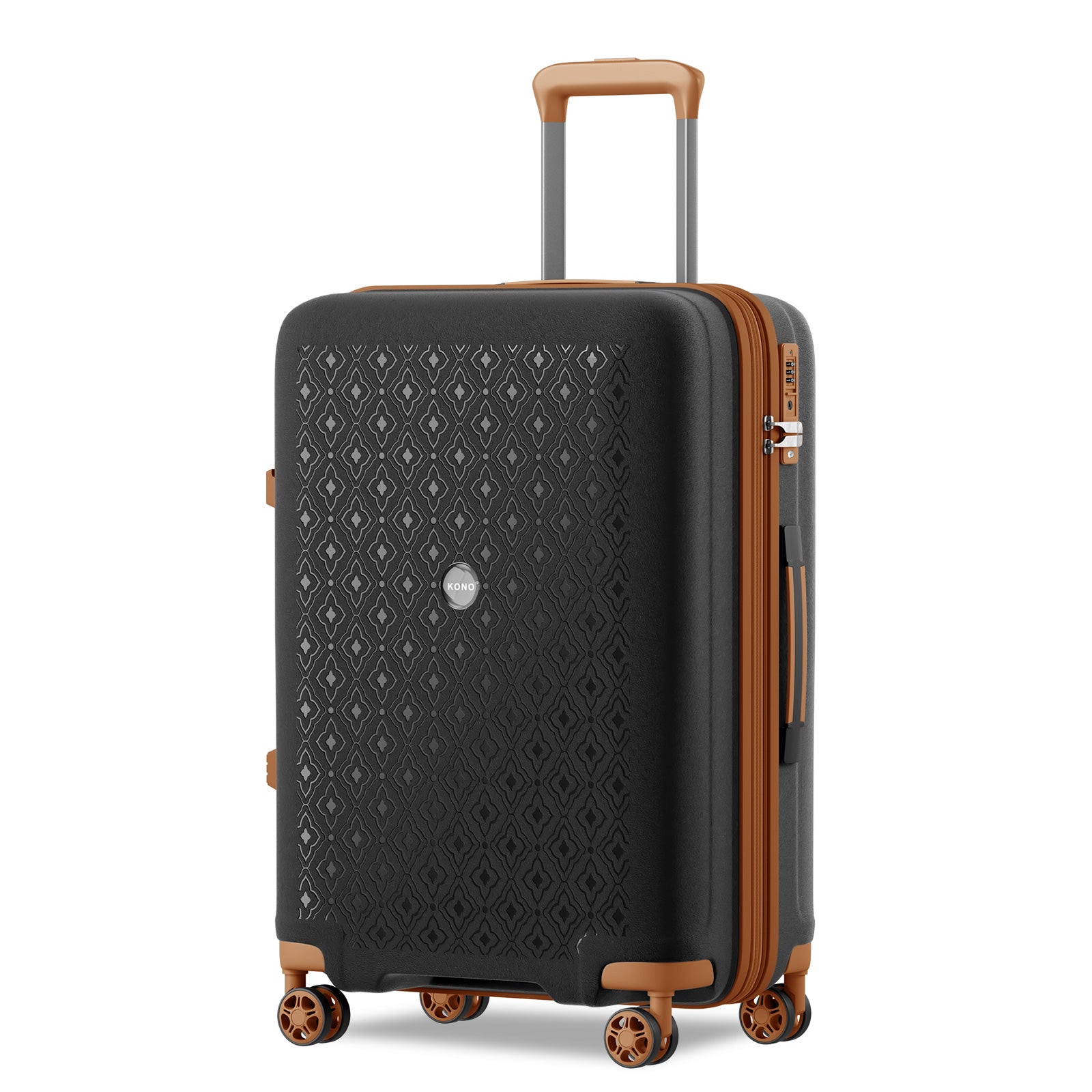 Kono PP 28-inch Hard Shell Expandable Luggage–Lightweight Suitcase with TSA Lock & Built-in Cup Holder - Black and Brown