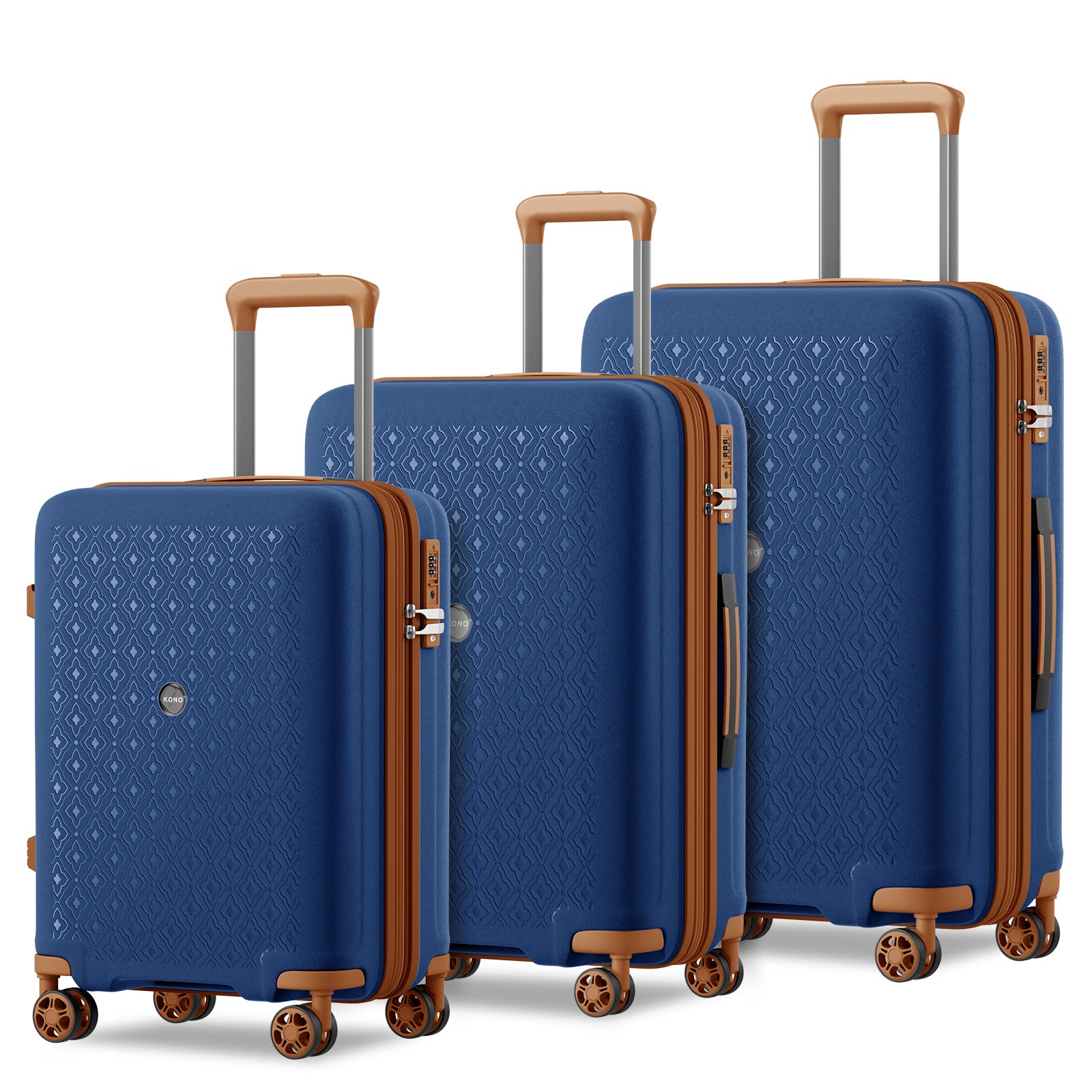 Kono PP 20/24/28inch Hard Shell Expandable Luggage–Lightweight Suitcase with TSA Lock & Built-in Cup Holder - Navy and Brown