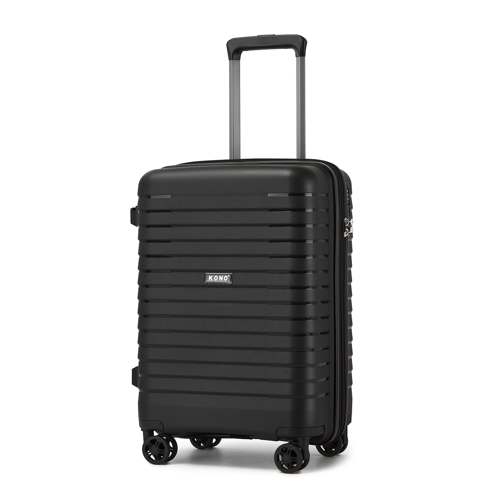 Kono 20-Inch Hard Shell Scratch-Resistant PP Luggage with Cup Holder, TSA Lock & Expandable Design-Cabin Trolley For Travel - Black