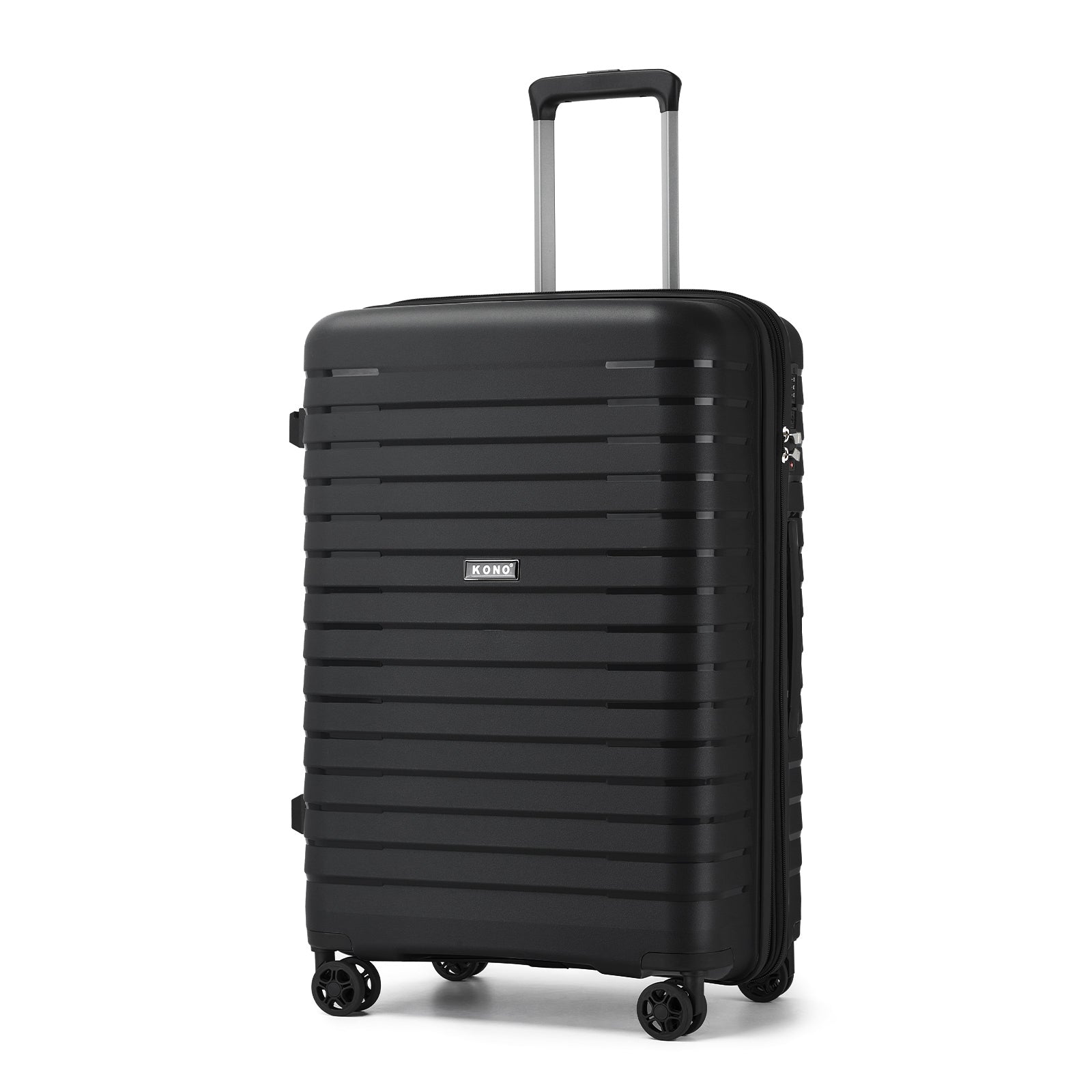 Kono 24-Inch Hard Shell Scratch-Resistant PP Luggage with Cup Holder, TSA Lock & Expandable Design-Check-in Luggage For Travel - Black