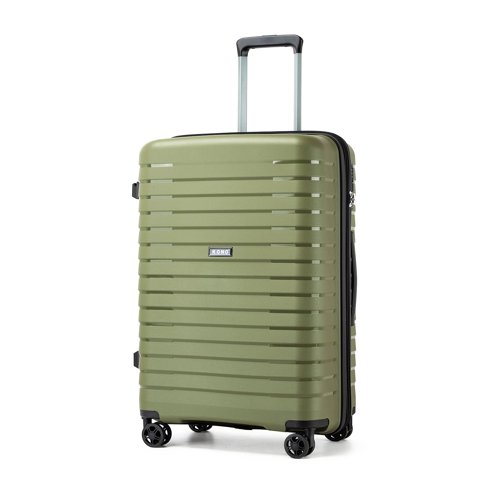 Kono 24-Inch Hard Shell Scratch-Resistant PP Luggage with Cup Holder, TSA Lock & Expandable Design-Check-in Luggage For Travel - Green