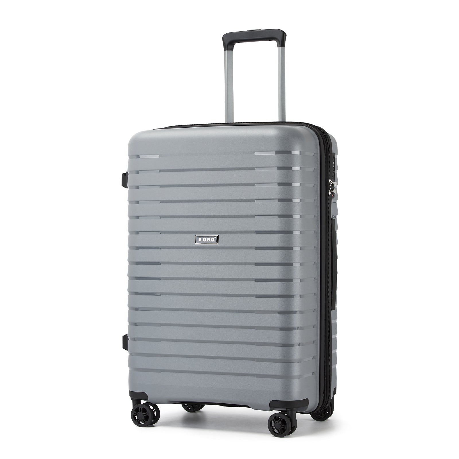 Kono 24-Inch Hard Shell Scratch-Resistant PP Luggage with Cup Holder, TSA Lock & Expandable Design-Check-in Luggage For Travel - Grey