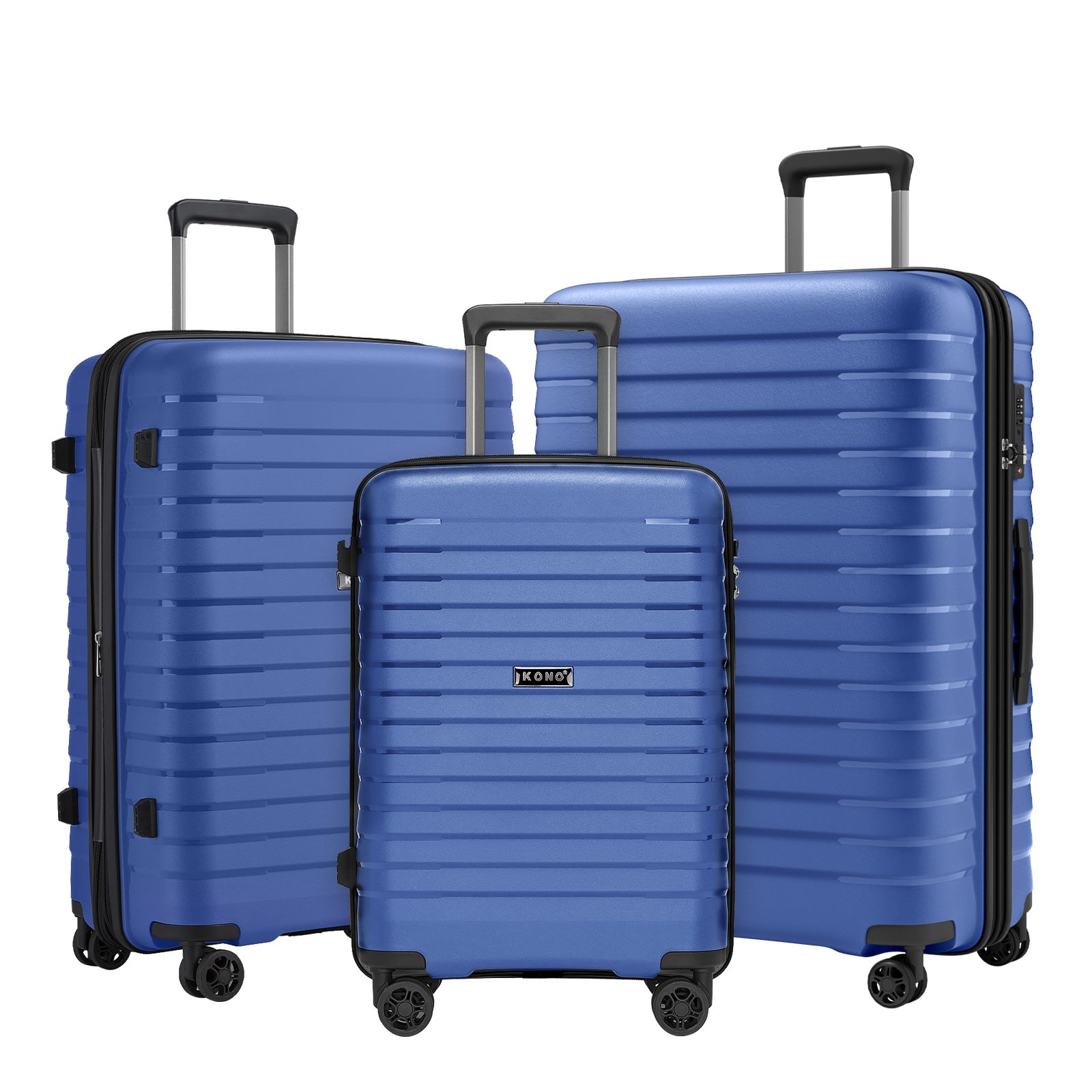 Kono 20/24/28inch Hard Shell Scratch-Resistant PP Luggage Set with Cup Holder, TSA Lock & Expandable Design-Check-in Luggage For Travel - Navy