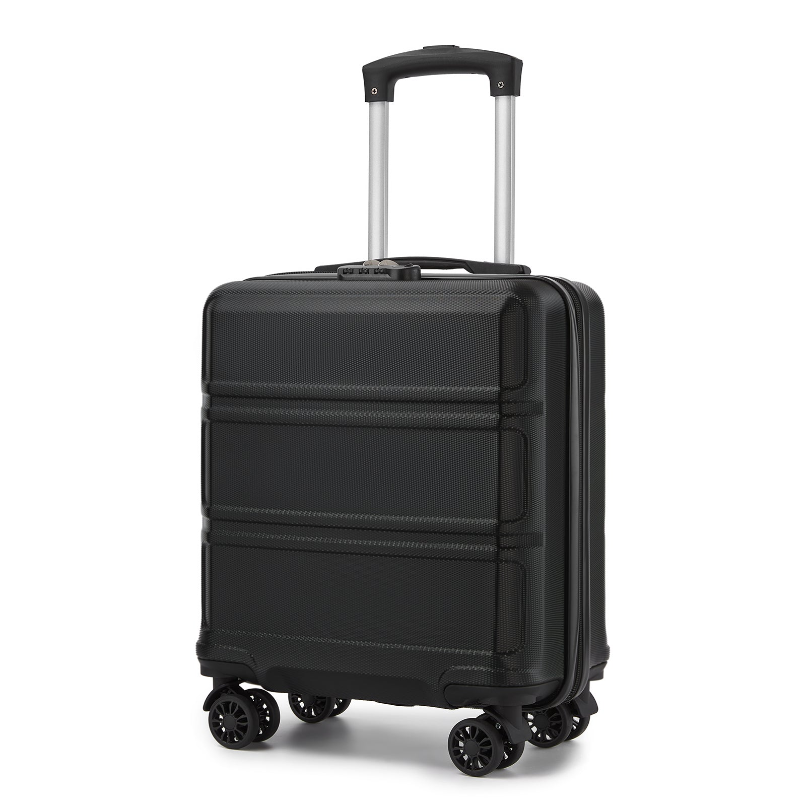 Kono 16 Inch ABS Hard Shell Under-Seat Cabin Suitcase with Spinner Wheels - Black