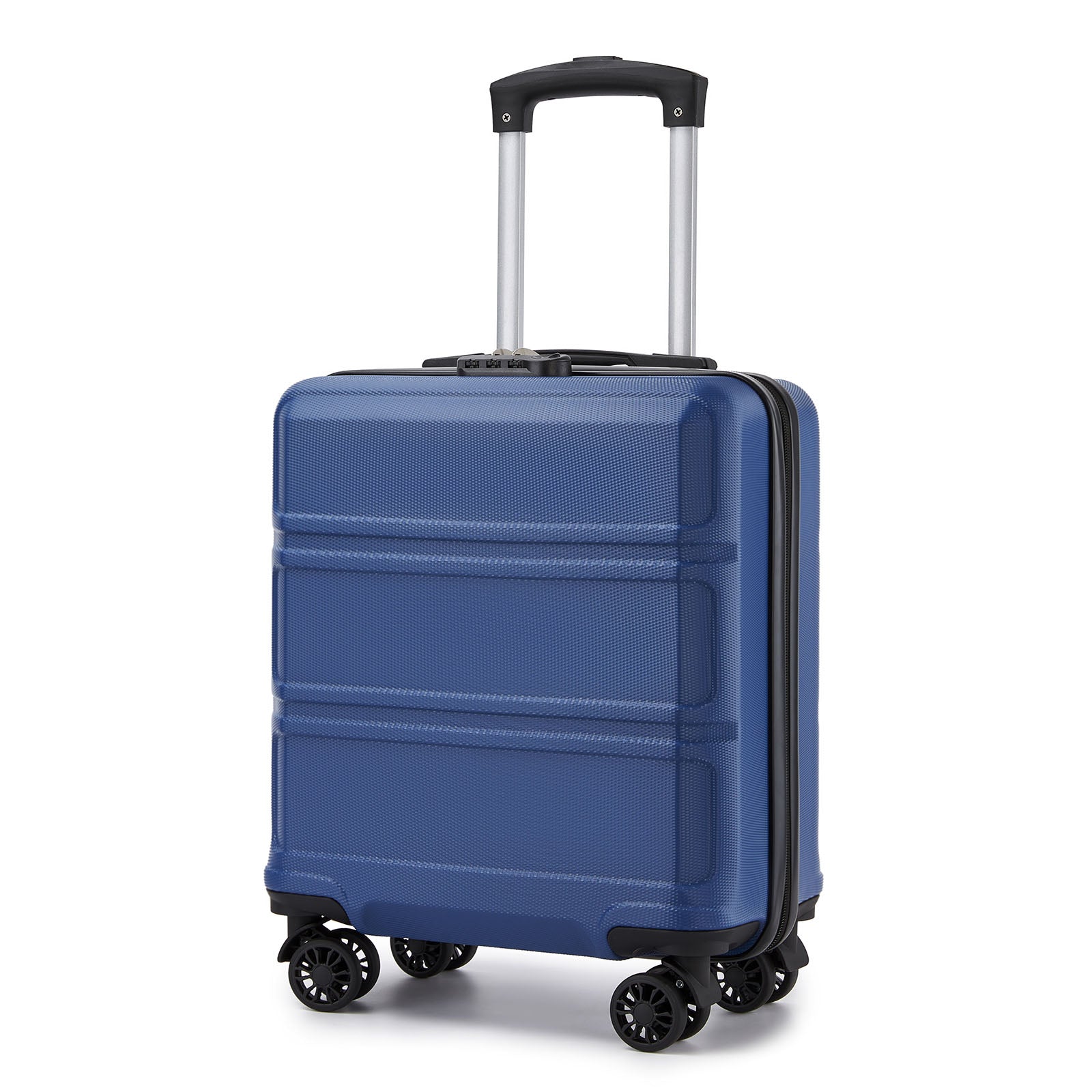 Kono 16 Inch ABS Hard Shell Under-Seat Cabin Suitcase with Spinner Wheels - Navy
