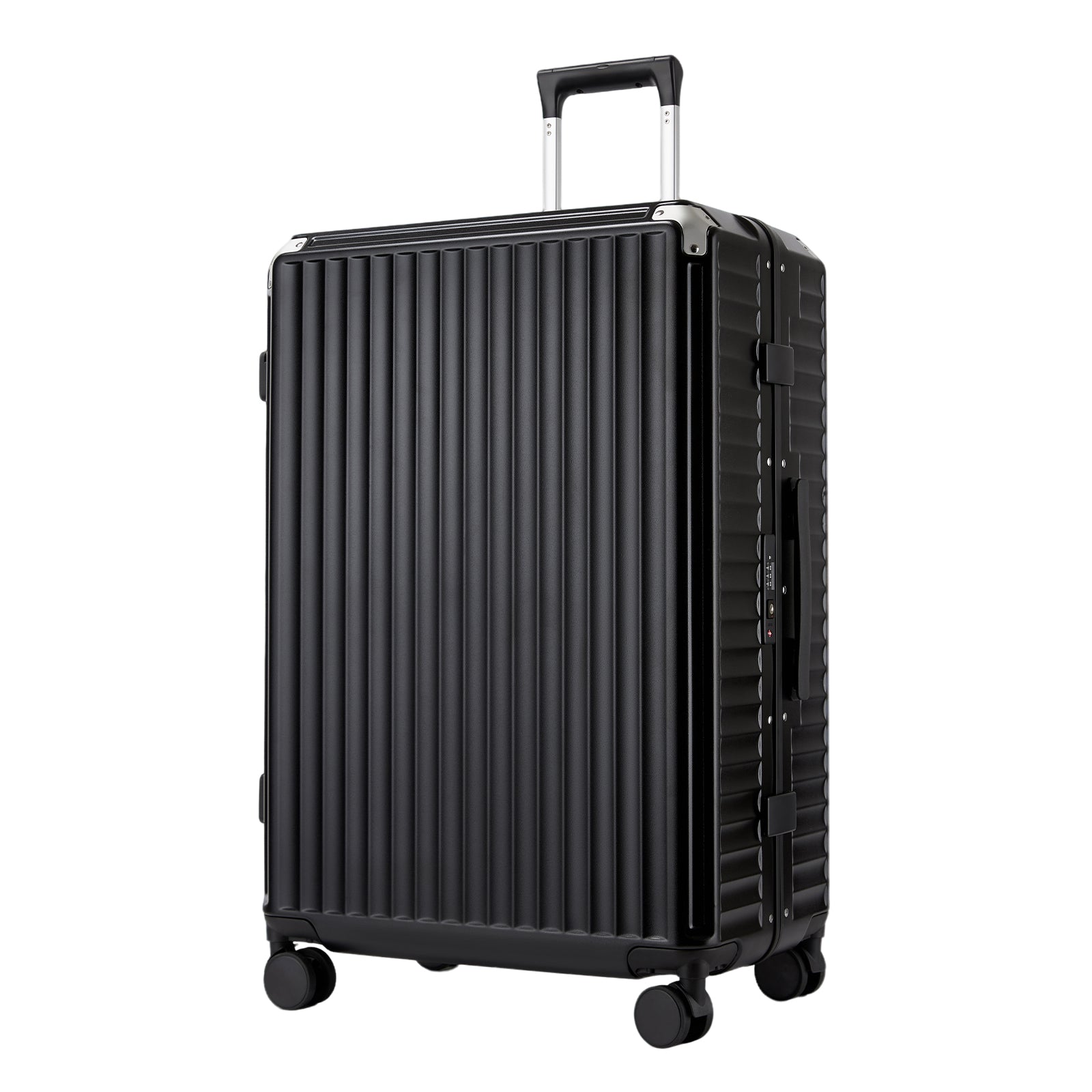 Kono 28-Inch Large Suitcase with Reinforced Aluminium Frame, TSA Lock, Checked Luggage with Smart Travel Features - Black