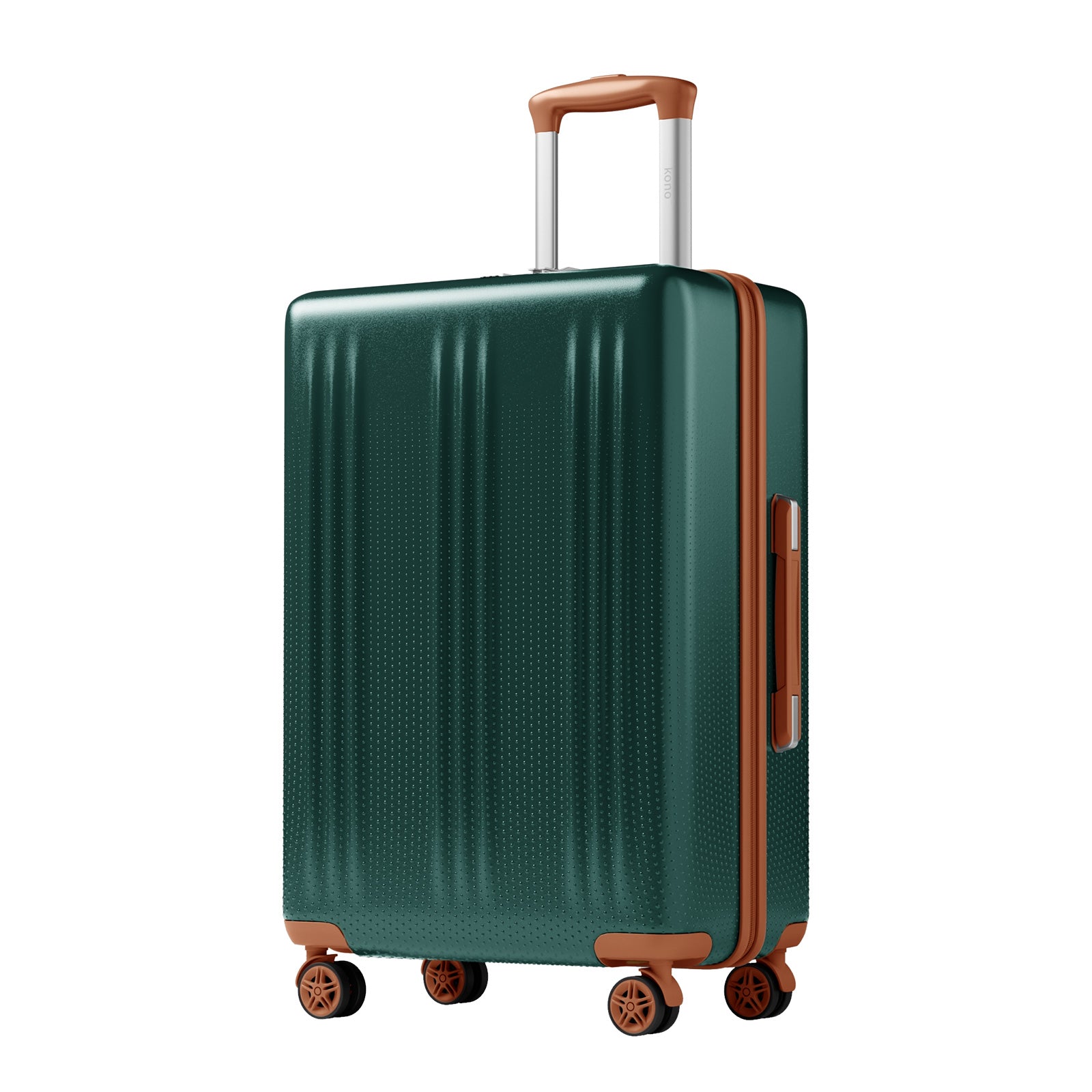 Kono Premium ABS+PC 24 Inch Hard Shell Medium Check-In Luggage with TSA Lock & 360° Silent Spinner Wheels - Green and Brown