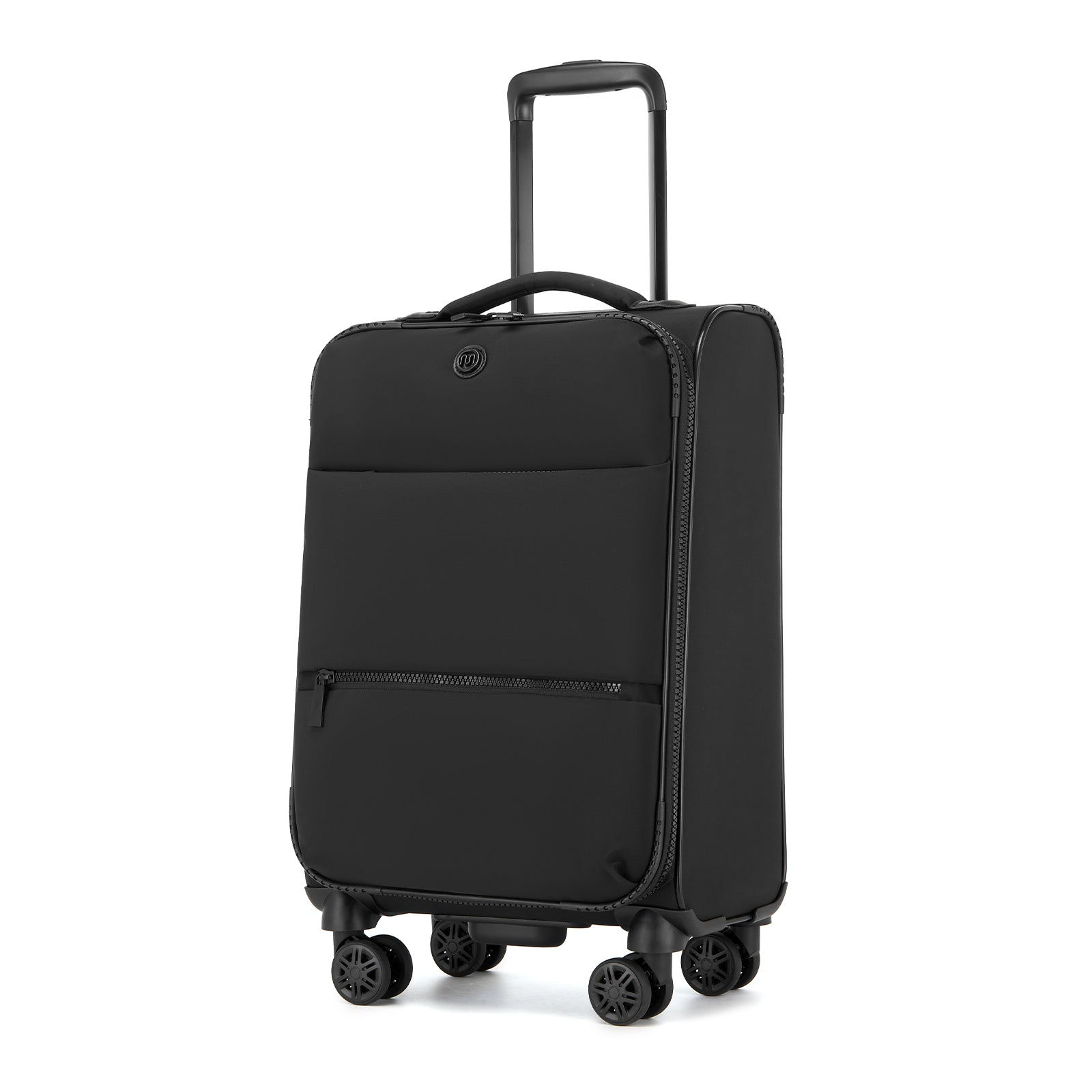 20 inch Women's Lightweight Softshell Suitcase with Spinner Wheels and Spacious Compartments - Black