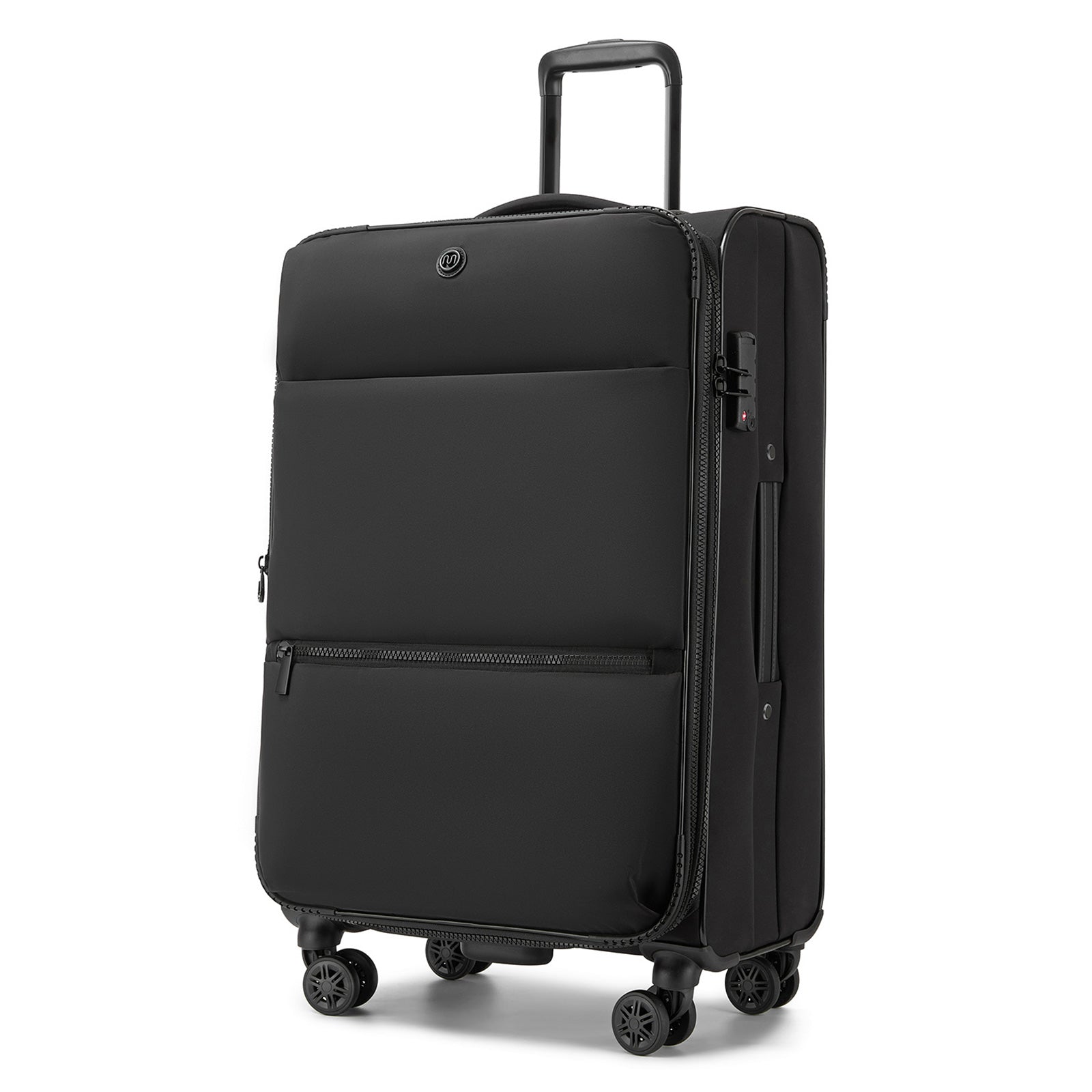 26 inch Women's Lightweight Softshell Suitcase with Spinner Wheels and Spacious Compartments - Black
