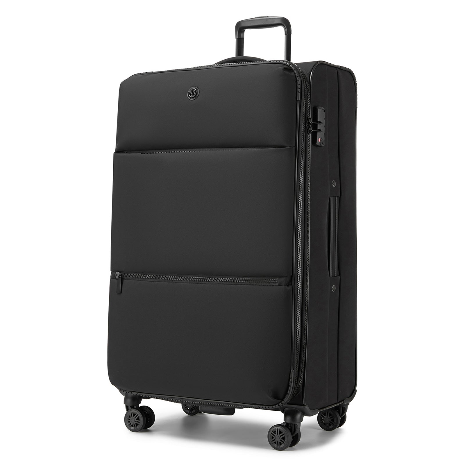 30 inch Women's Lightweight Softshell Suitcase with Spinner Wheels and Spacious Compartments - Black