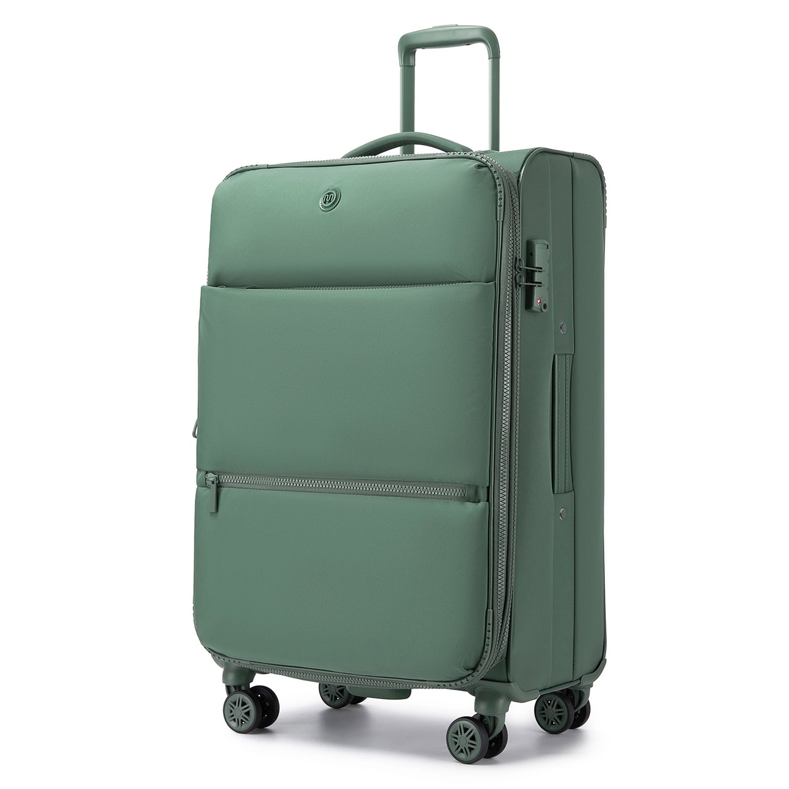 26 inch Women's Lightweight Softshell Suitcase with Spinner Wheels and Spacious Compartments - Green